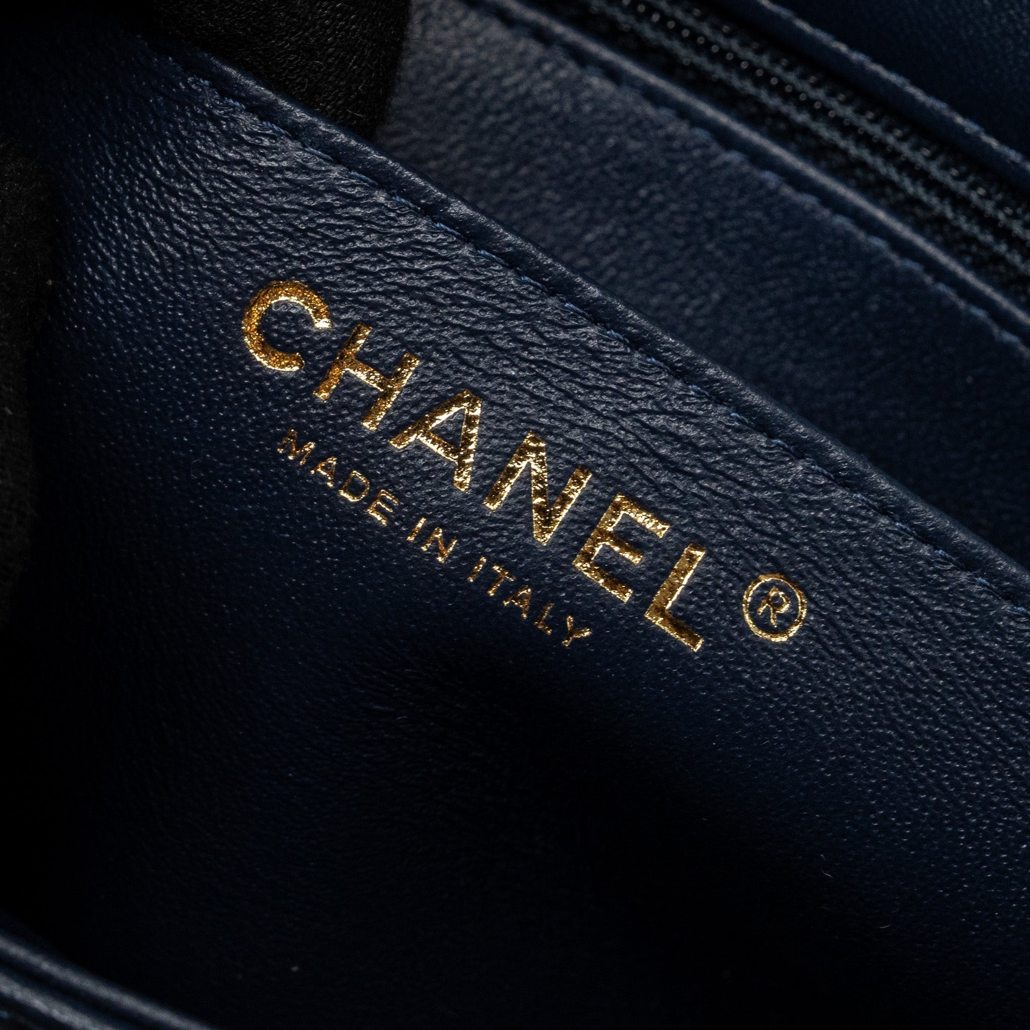 Chanel Classic Mini Square Flap Bag Lambskin Dark Blue L