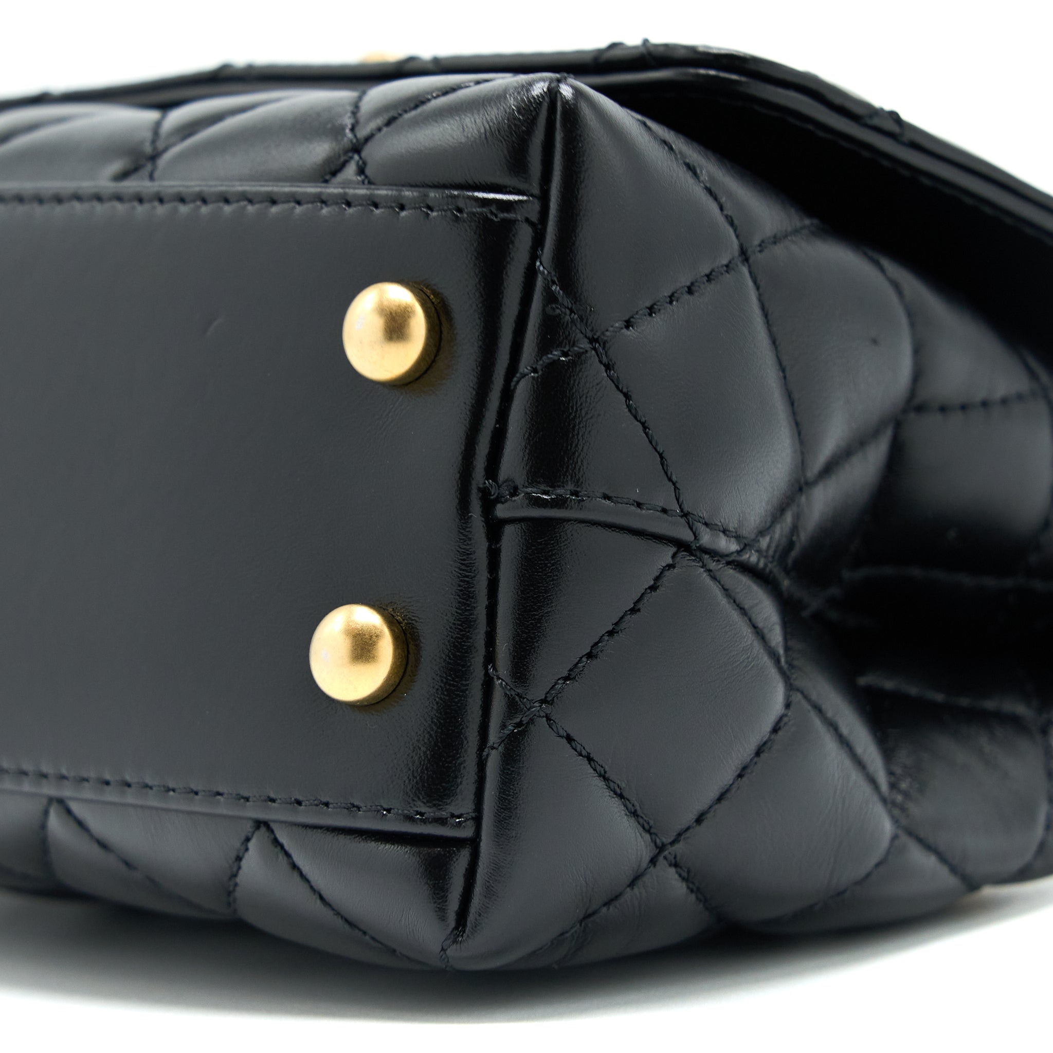 Chanel 22A Mini Coco Handle with Detailed Letter Handle Calfskin Black Brushed  (Microchip)