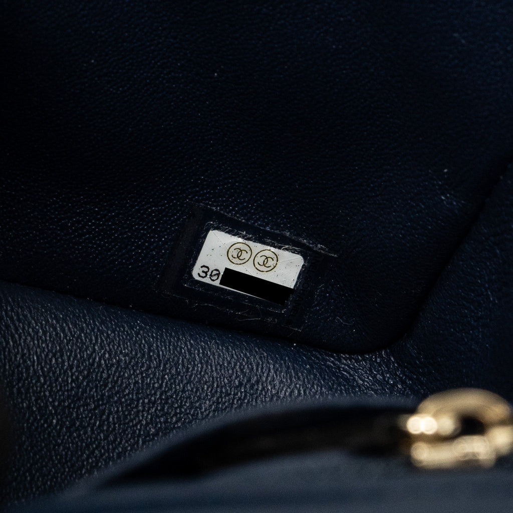 Chanel Classic Mini Square Flap Bag Lambskin Dark Blue L
