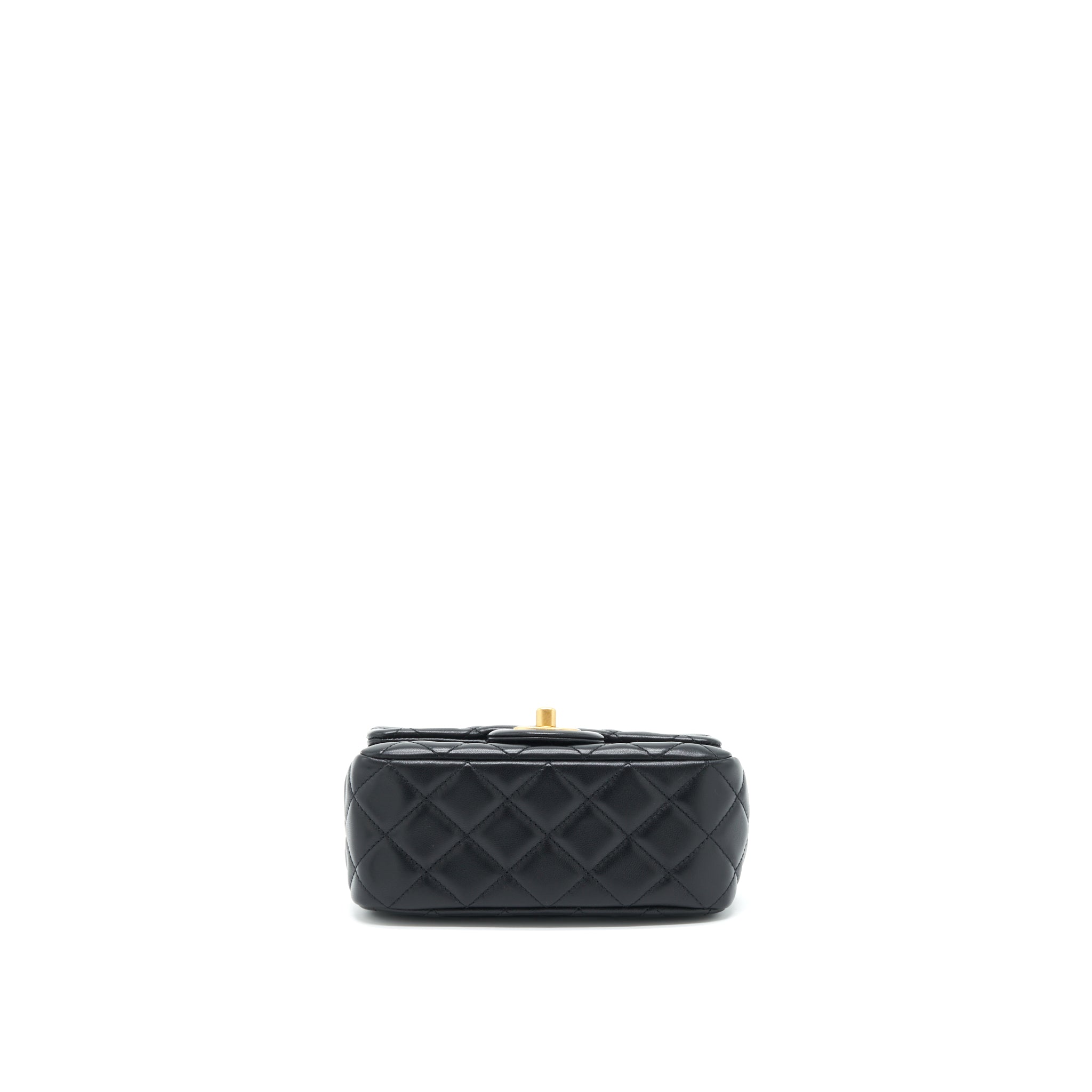 Chanel 22S Pearl Crush Mini Square Flap Bag Lambskin Black