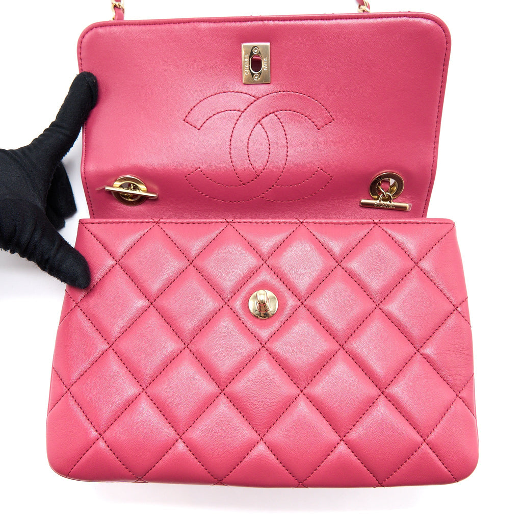 Chanel Top handle Trendy CC Flap Bag Lambskin Pink L