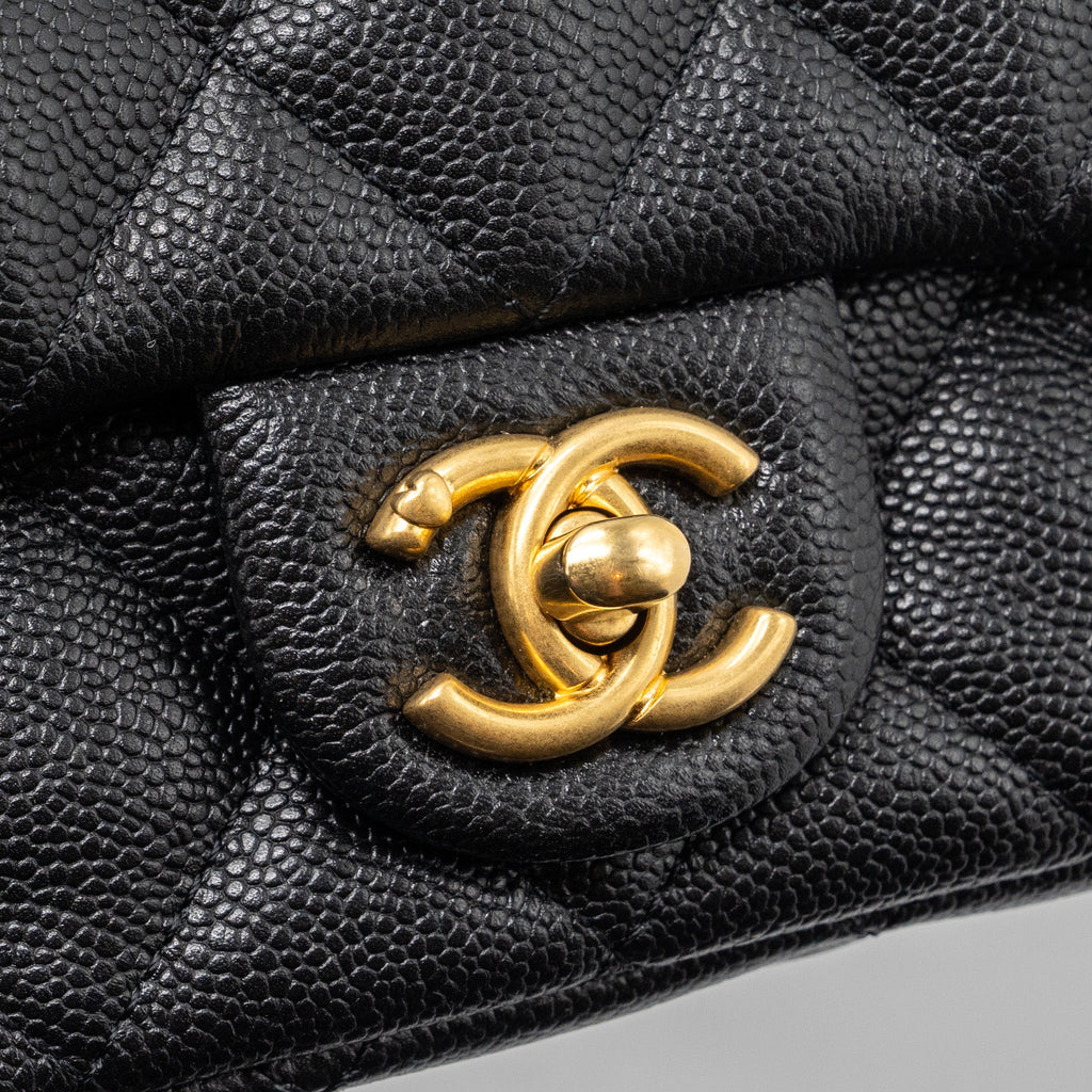 Chanel 23p Mini Coco Love Flap Bag Caviar Black (Microchip)