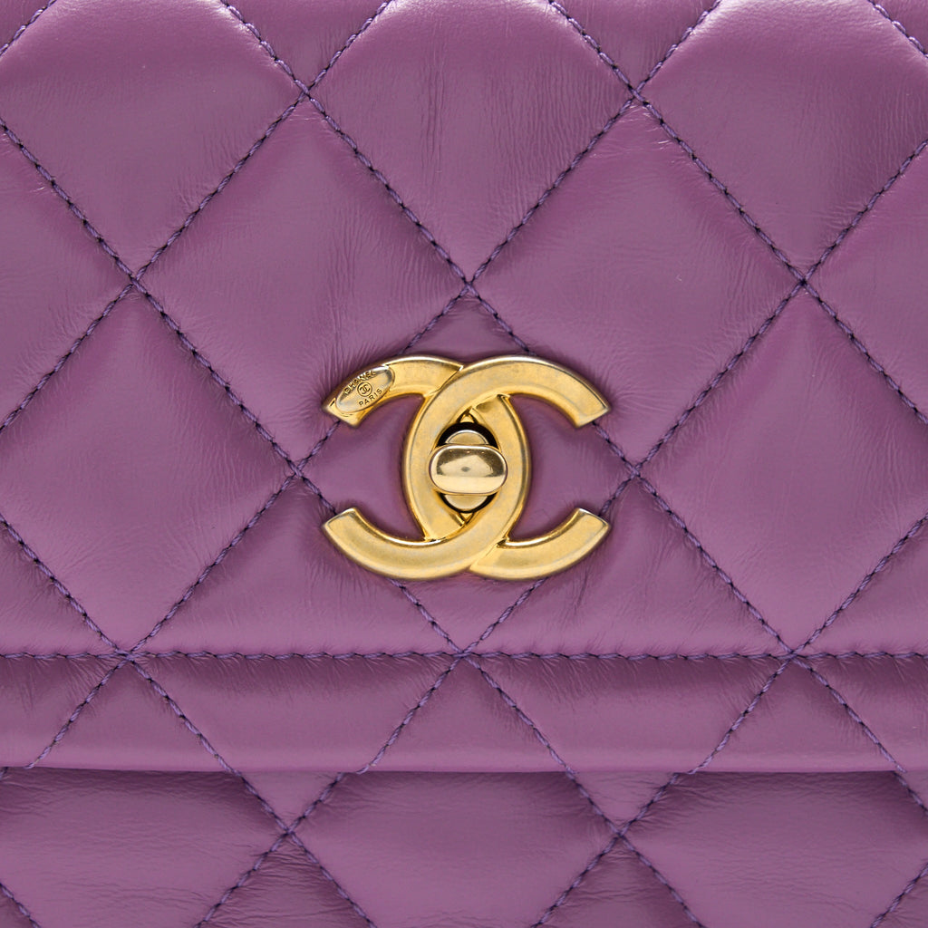 Chanel Square Flap Bag Lambskin Light Purple Brushed