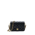 Chanel 23C Mini Flap Bag With CC Logo Chain Grained Calfskin Black  (Microchip)