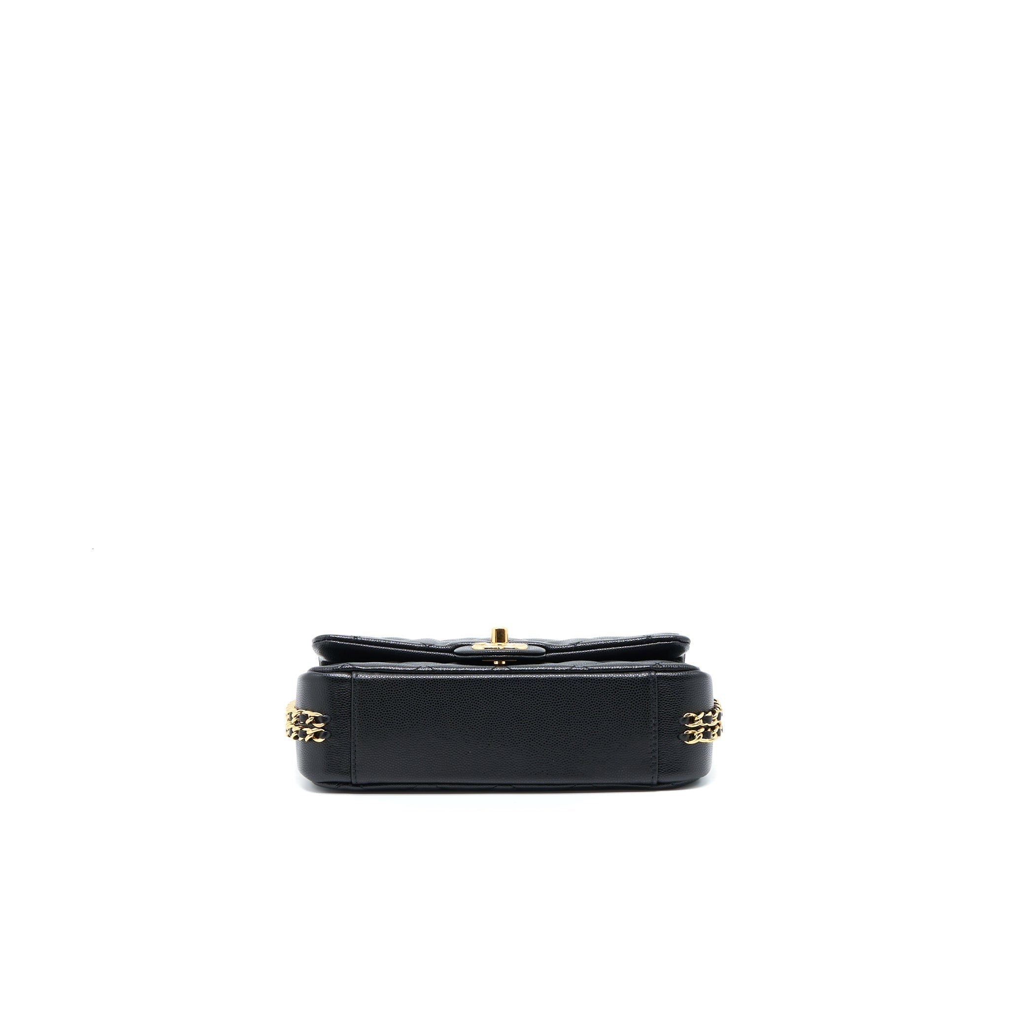 Chanel 23C Mini Flap Bag With CC Logo Chain Grained Calfskin Black  (Microchip)