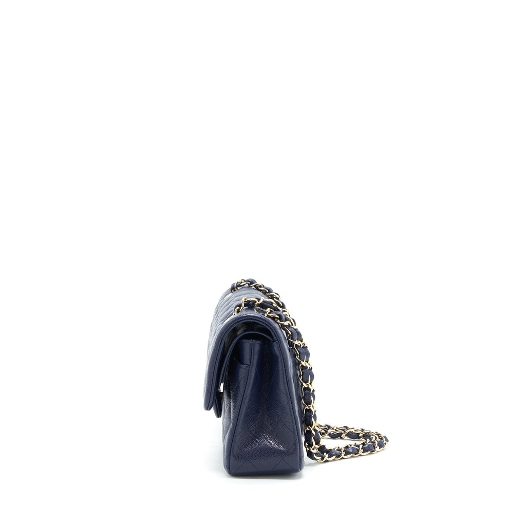 Chanel Small Classic Flap Bag Caviar Dark Blue L