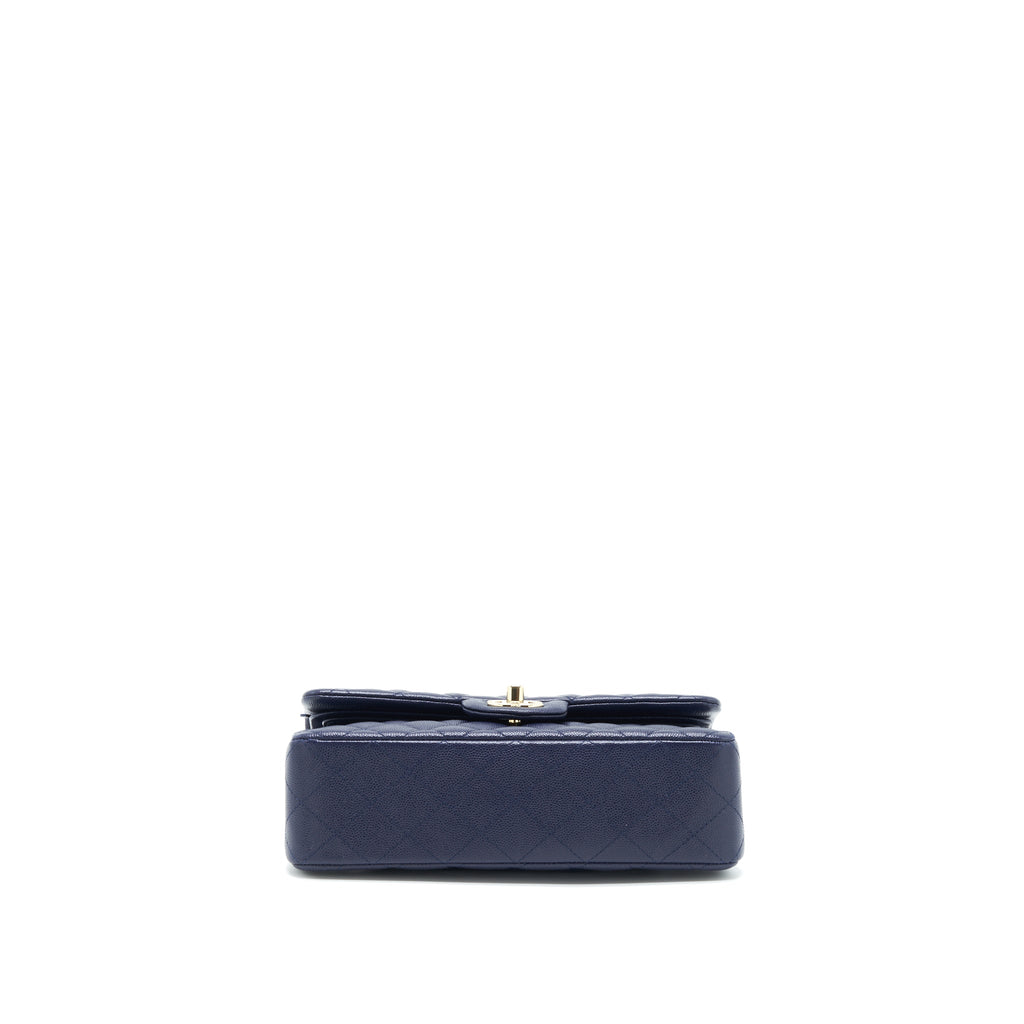 Chanel Small Classic Flap Bag Caviar Dark Blue L