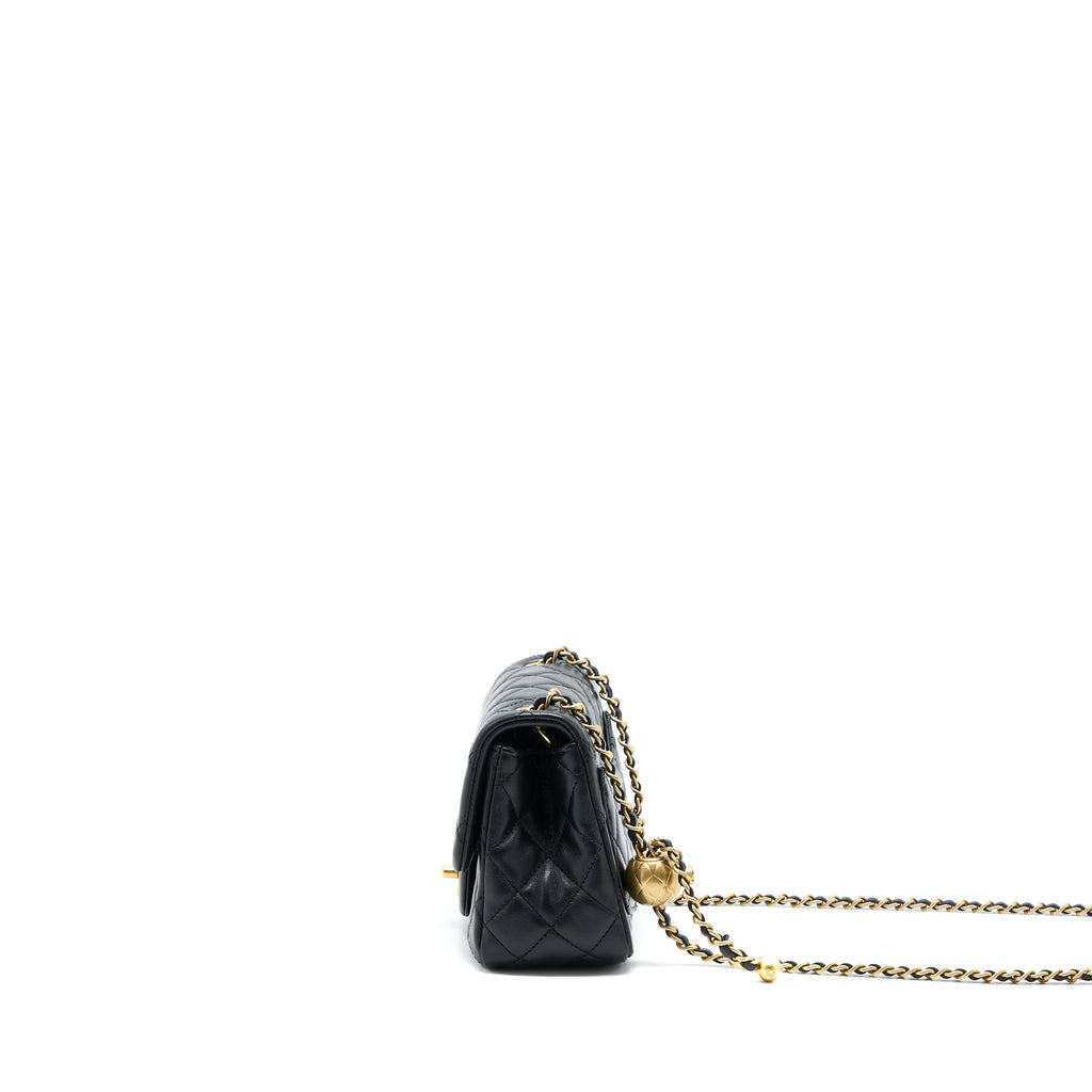 Chanel Pearl Crush Mini Square Lambskin Black Brushed  (Microchip)