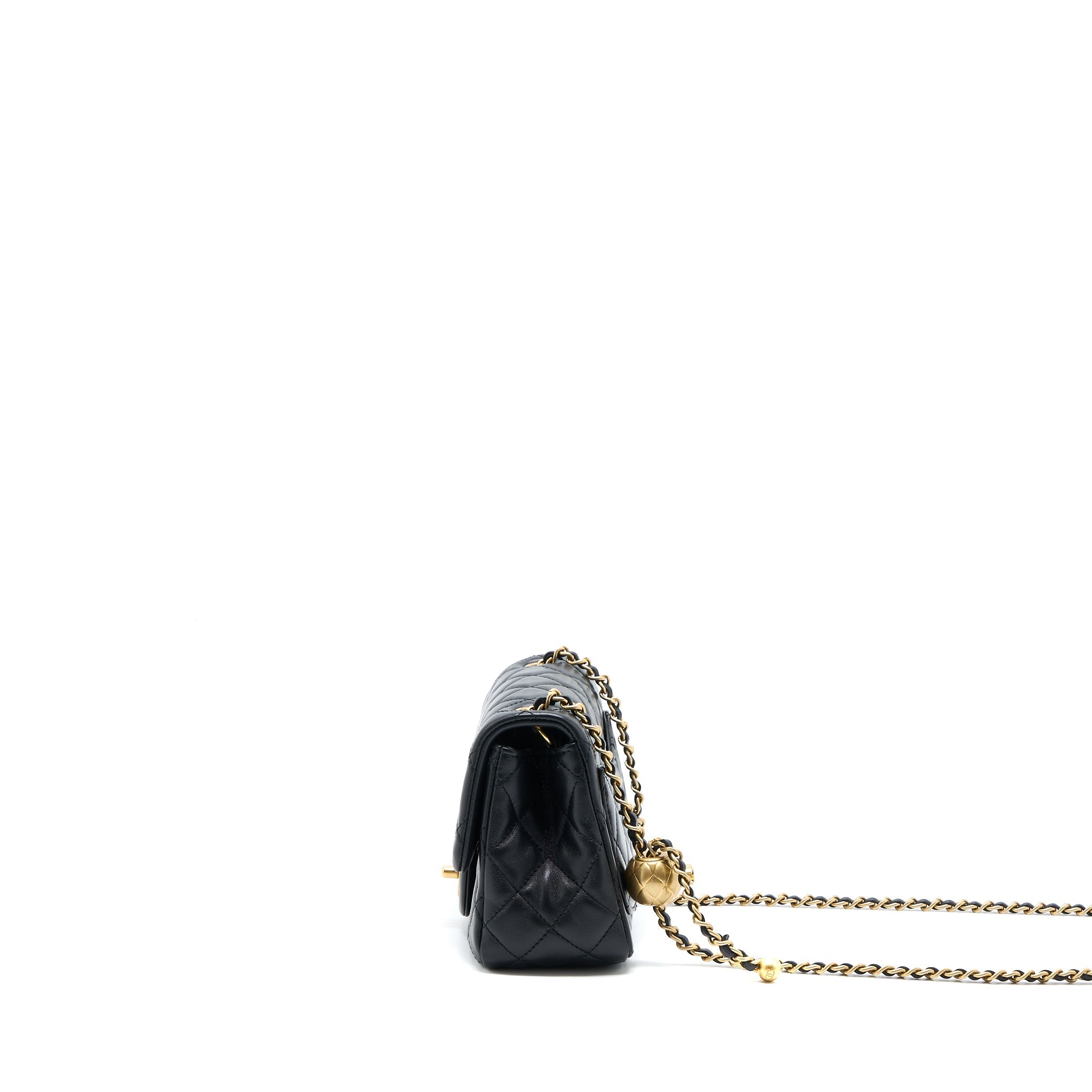 Chanel Pearl Crush Mini Square Lambskin Black Brushed  (Microchip)