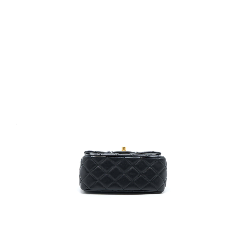 Chanel Pearl Crush Mini Square Lambskin Black Brushed  (Microchip)