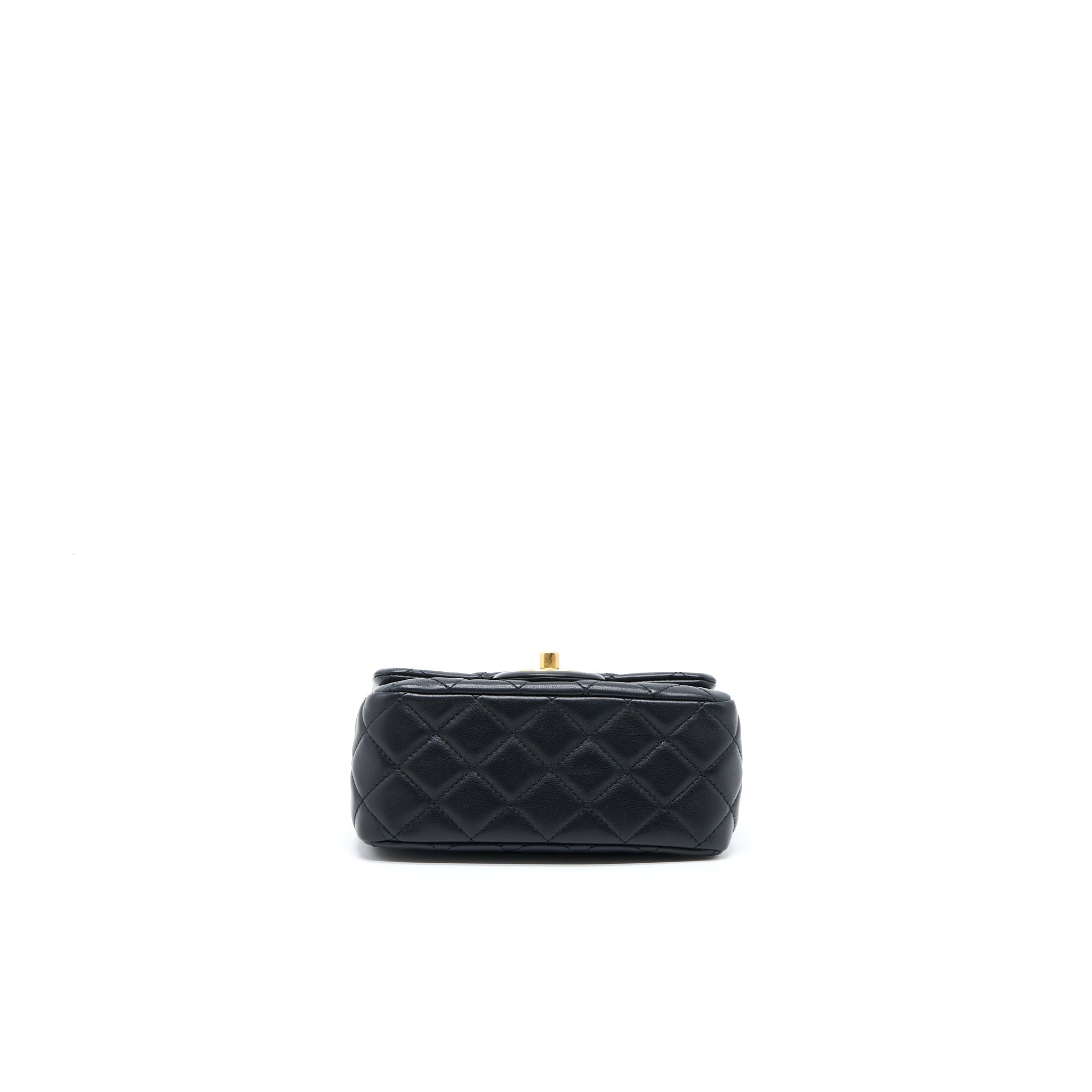 Chanel Pearl Crush Mini Square Lambskin Black Brushed  (Microchip)