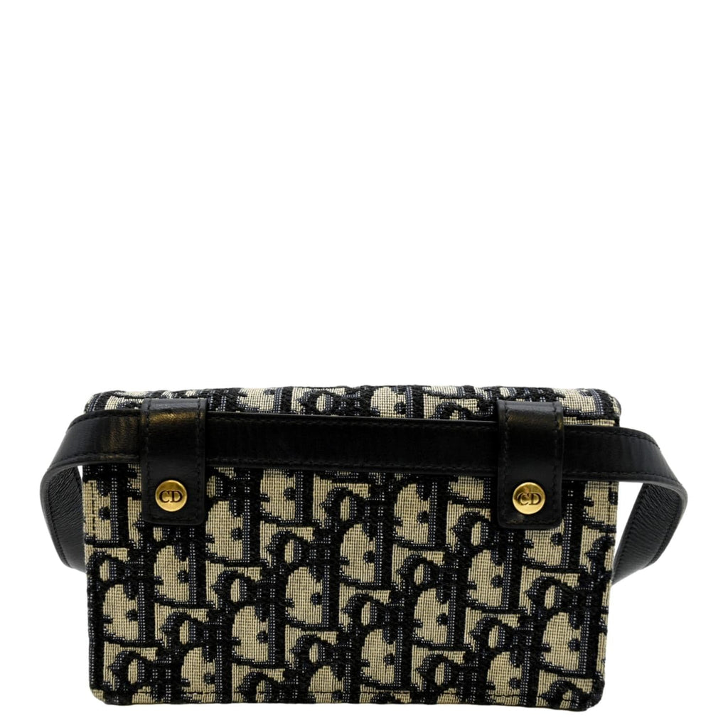 CHRISTIAN DIOR Saddle Oblique Canvas Belt Bag Navy Blue