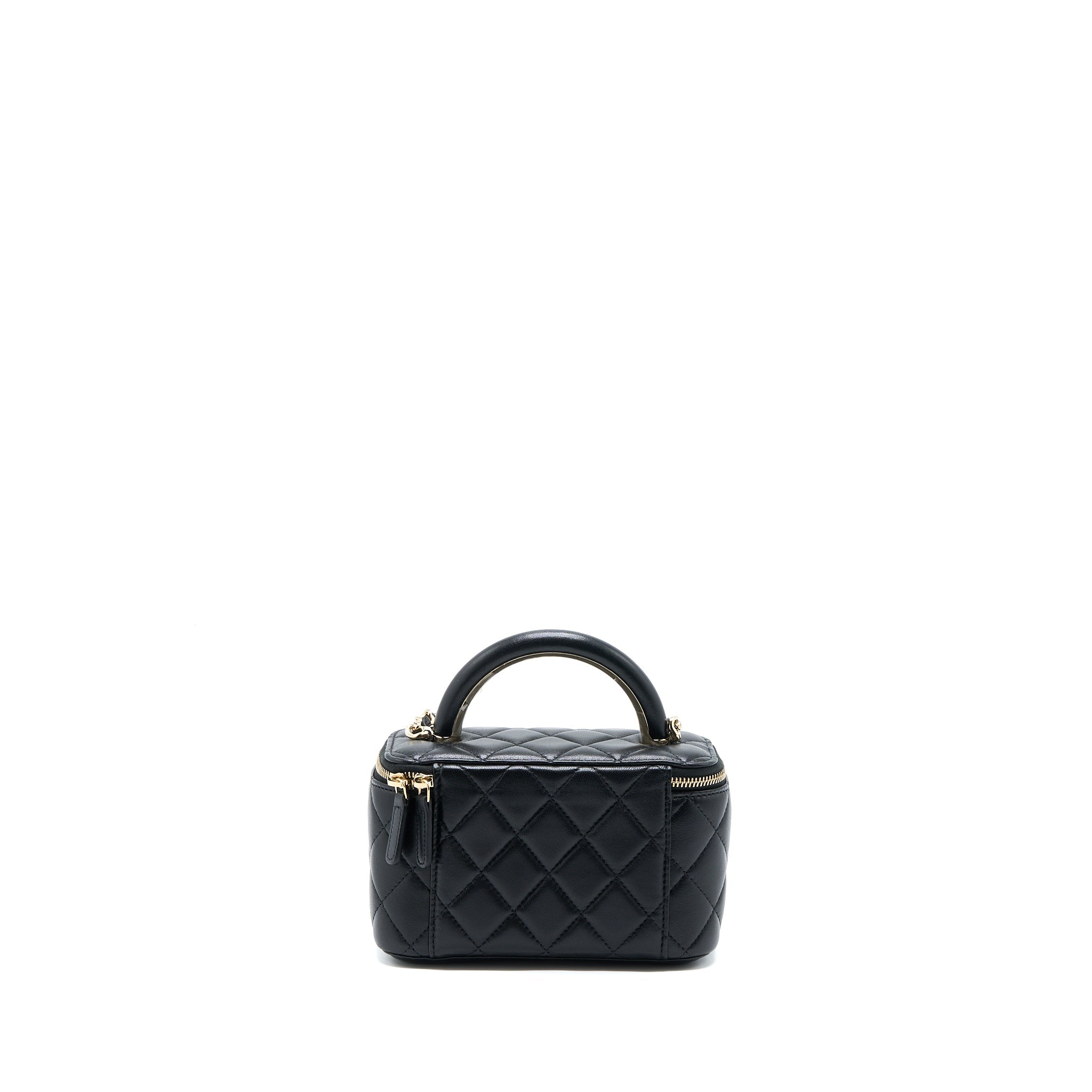 Chanel 22A Top Handle Long Vanity Case Lambskin Black L