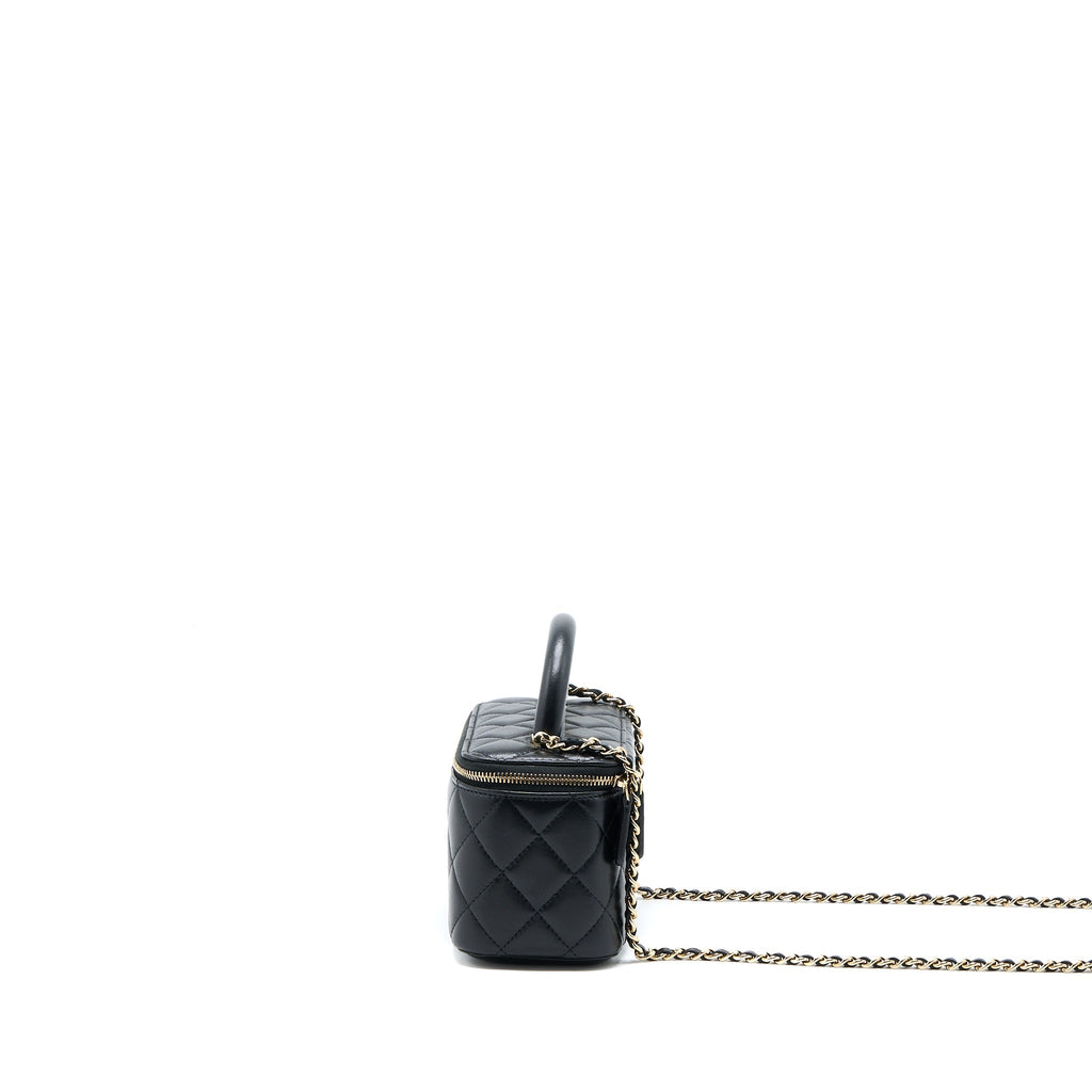 Chanel 22A Top Handle Long Vanity Case Lambskin Black L