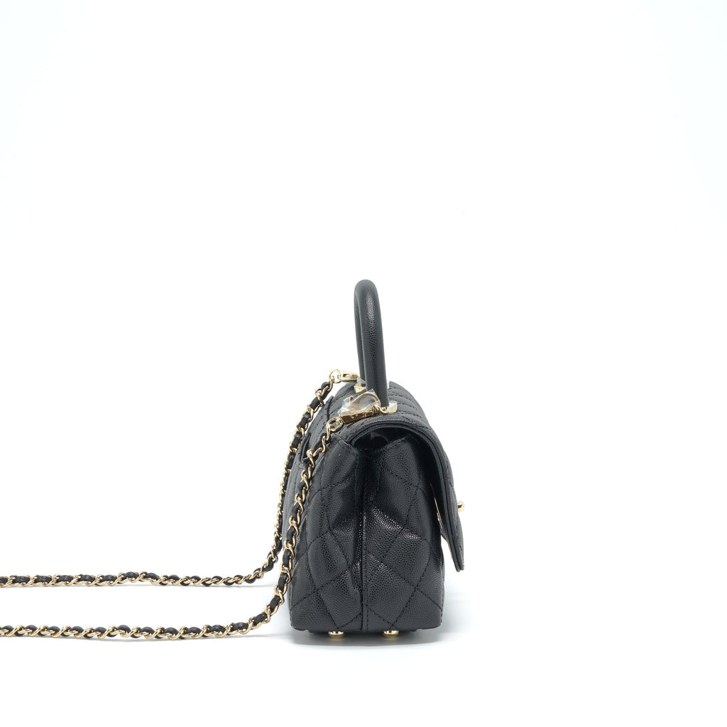Chanel Mini Coco Handle Caviar Black L