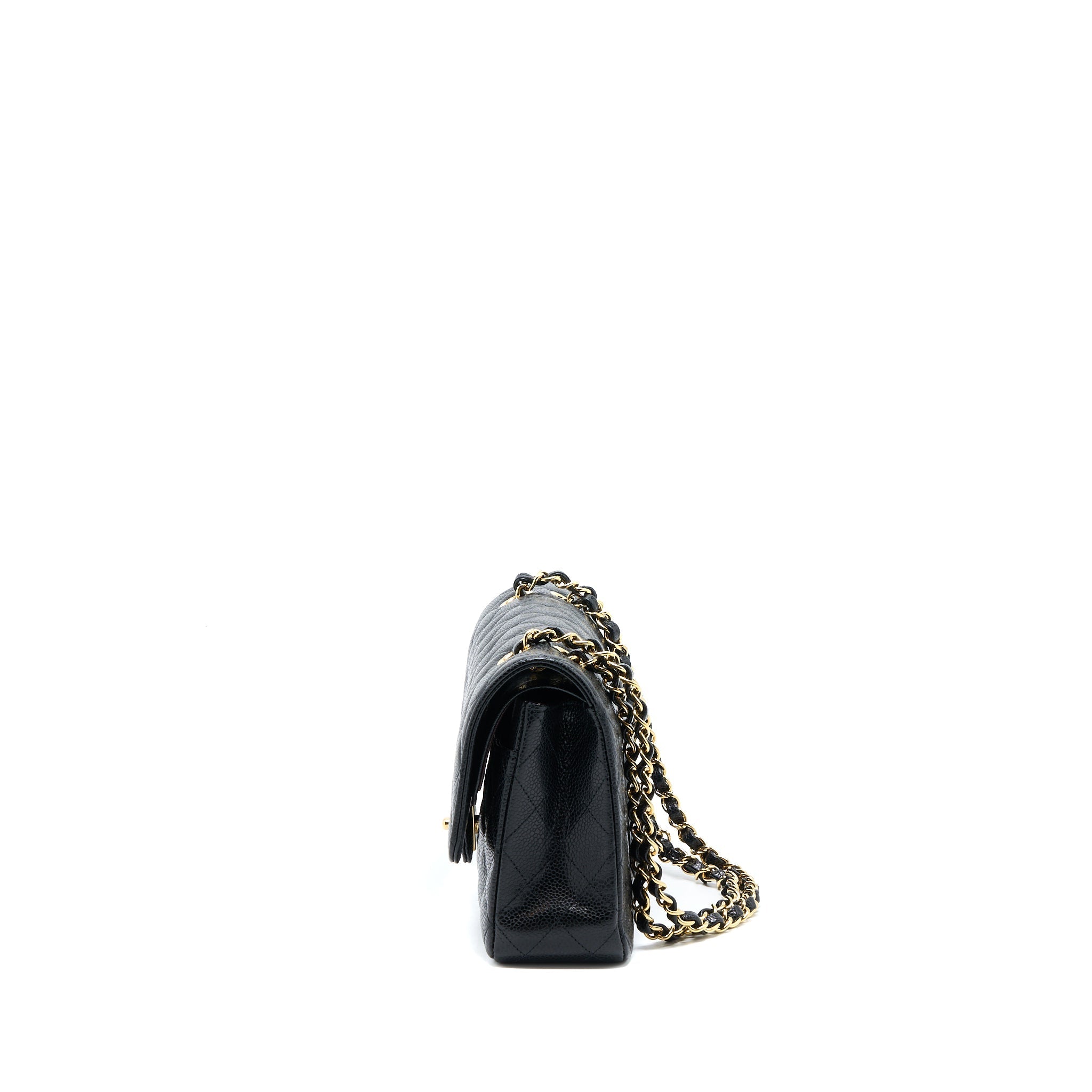 Chanel Medium Classic Double Flap Bag Caviar Black  (Microchip)