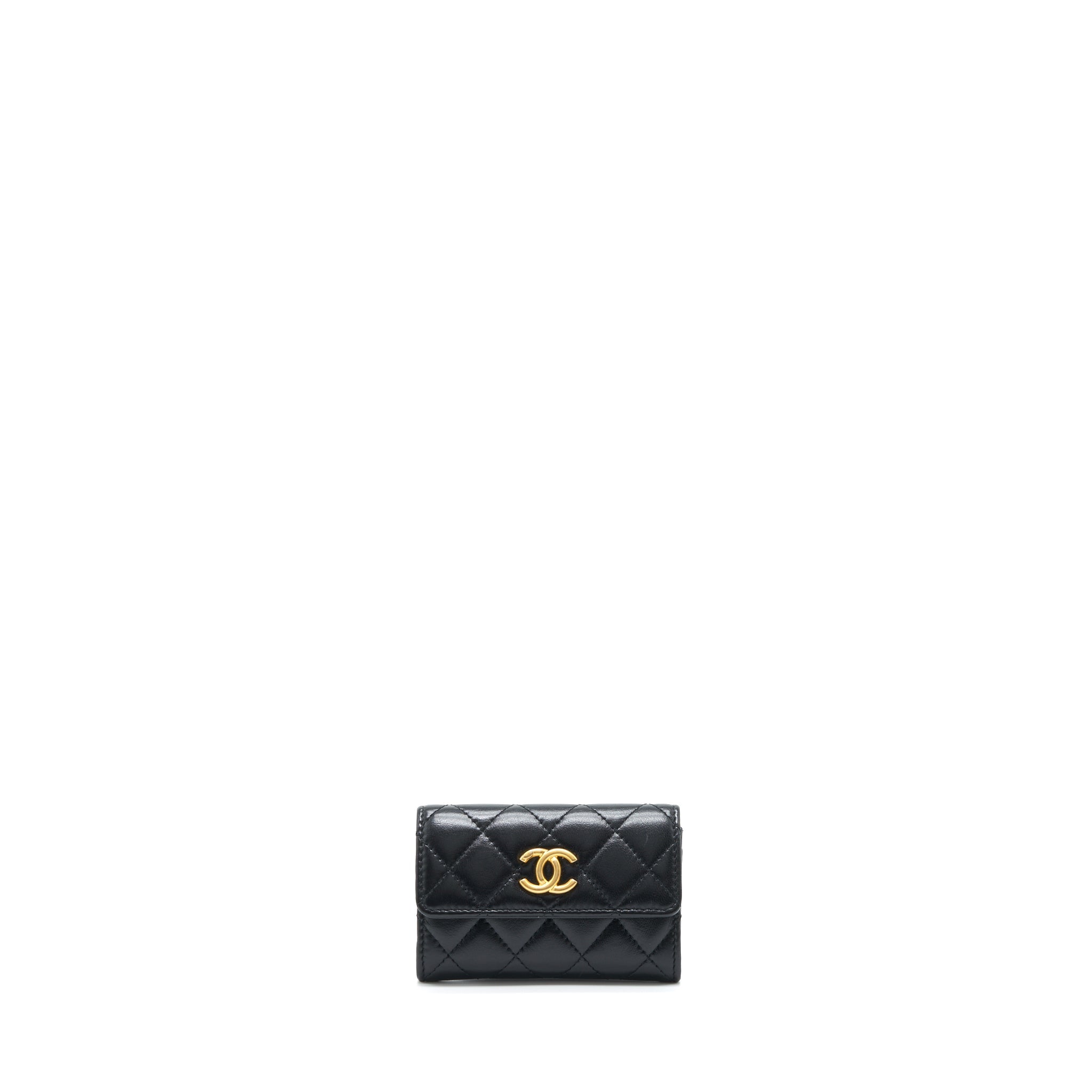 Chanel Quilted Mini Flap Card Holder Lambskin Black