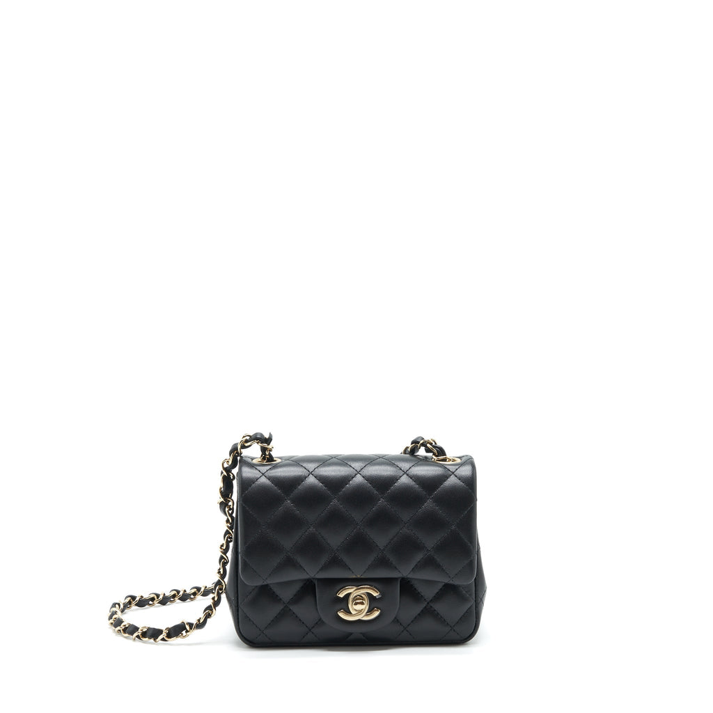 Chanel Mini Square Flap Bag Lambskin Black L