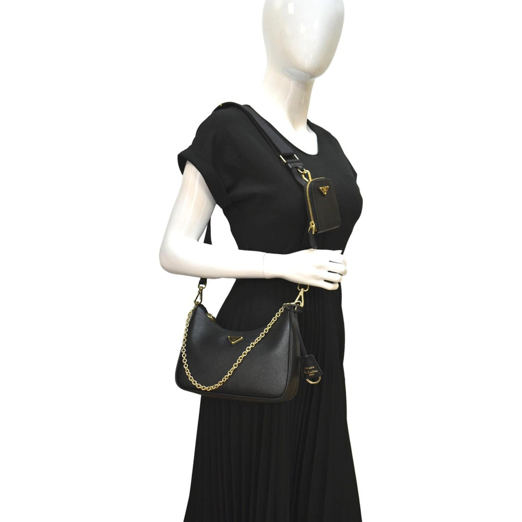 PRADA Re-Edition 2005 Saffiano Leather Shoulder Bag Black