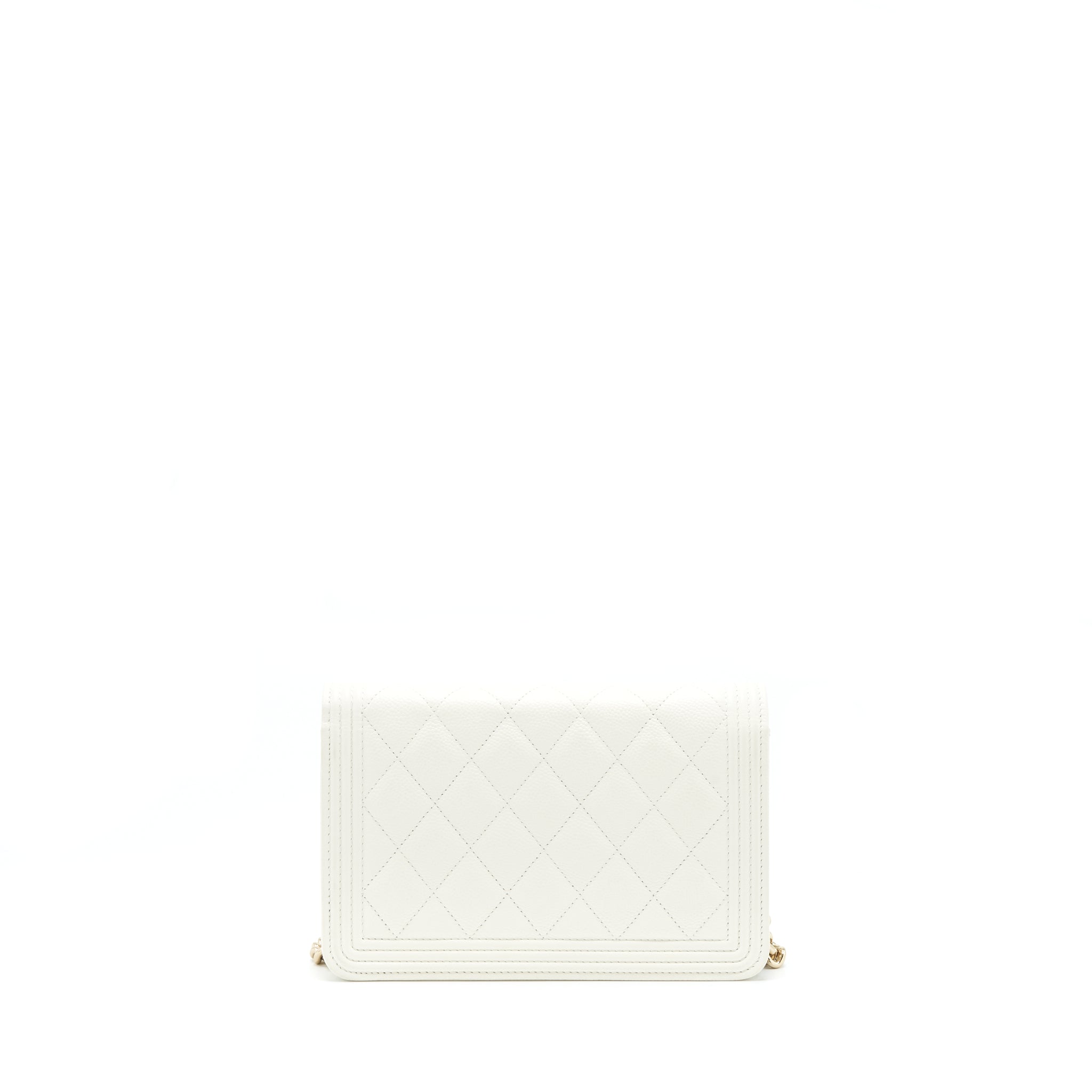 Chanel Boy Wallet On Chain Caviar White L