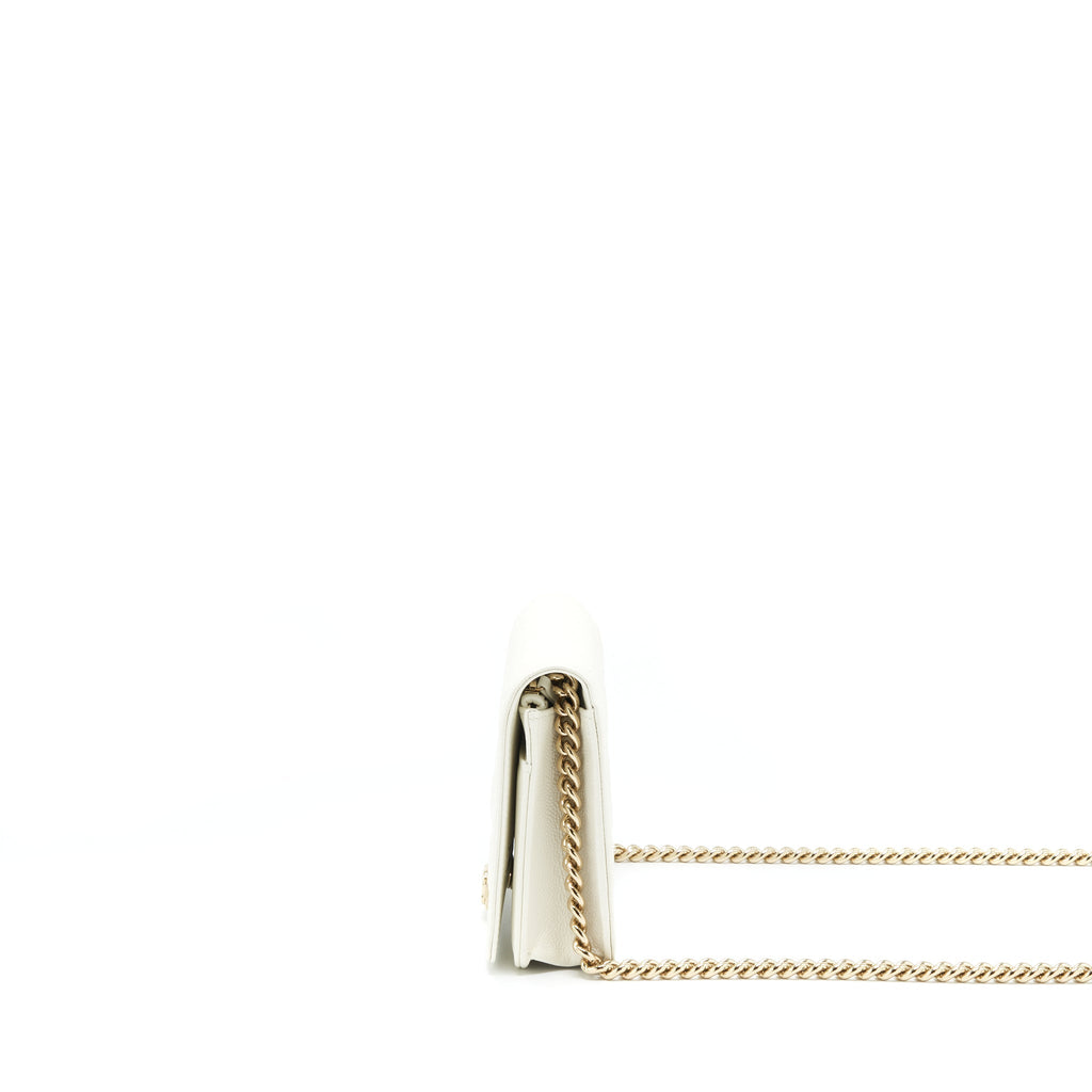 Chanel Boy Wallet On Chain Caviar White L