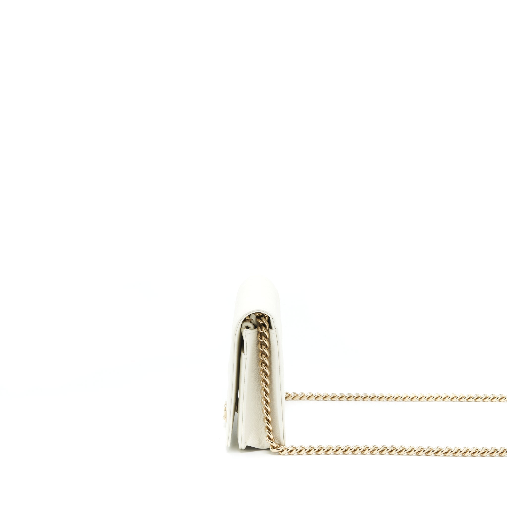 Chanel Boy Wallet On Chain Caviar White L