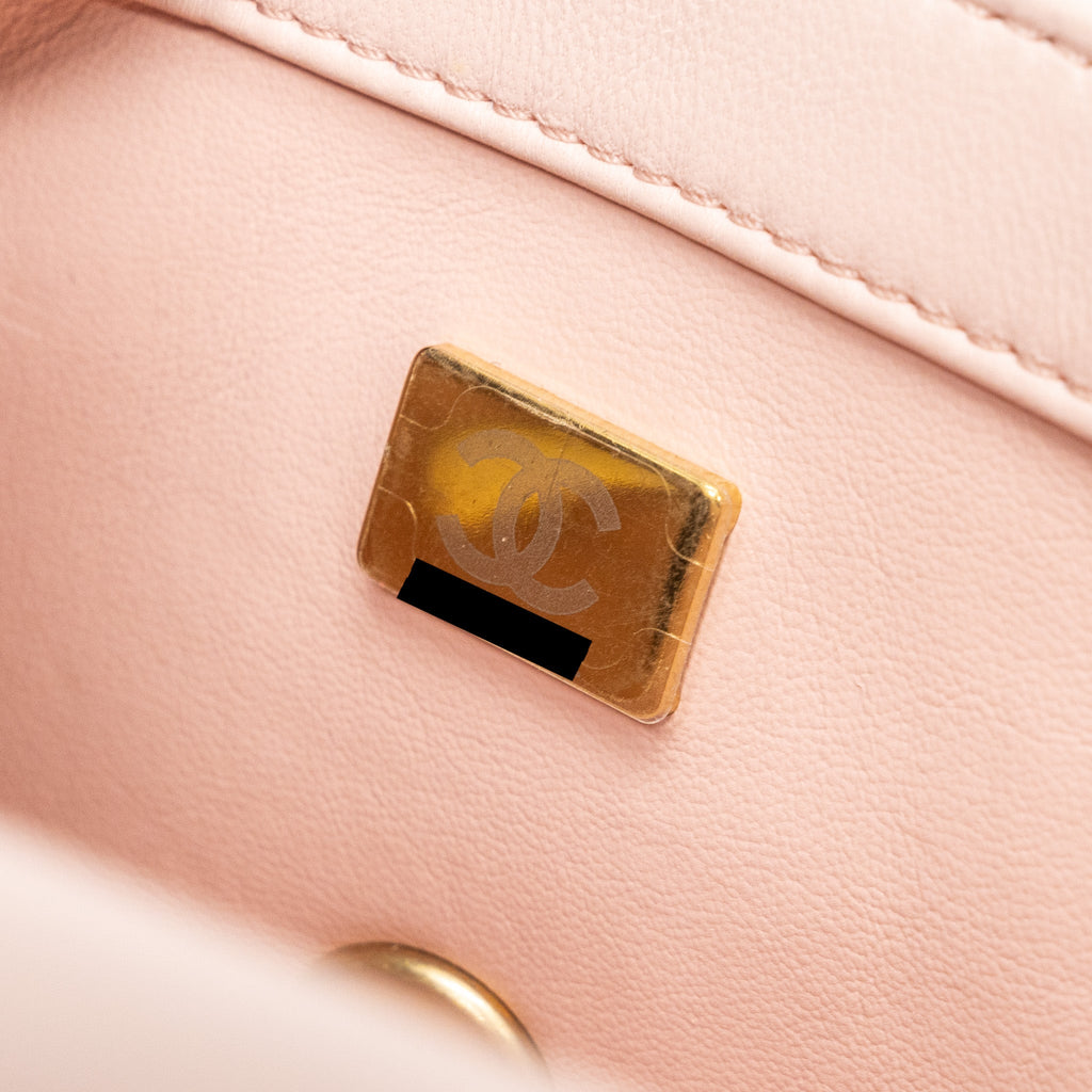 Chanel 23K pearl crush mini rectangular flap bag lambskin light pink  (Microchip)
