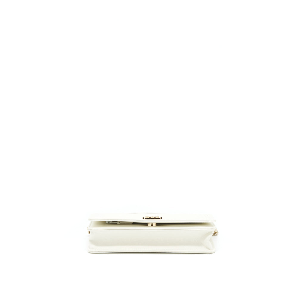 Chanel Boy Wallet On Chain Caviar White L