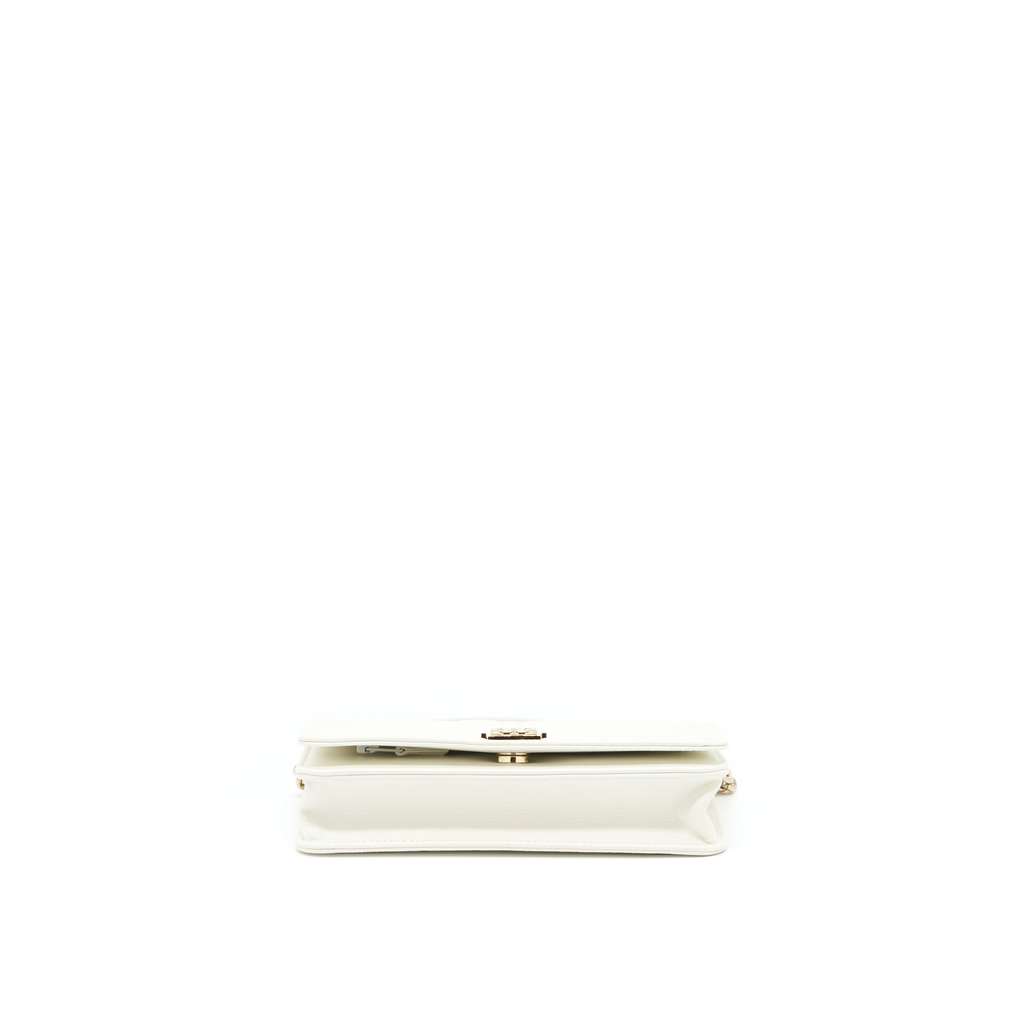 Chanel Boy Wallet On Chain Caviar White L
