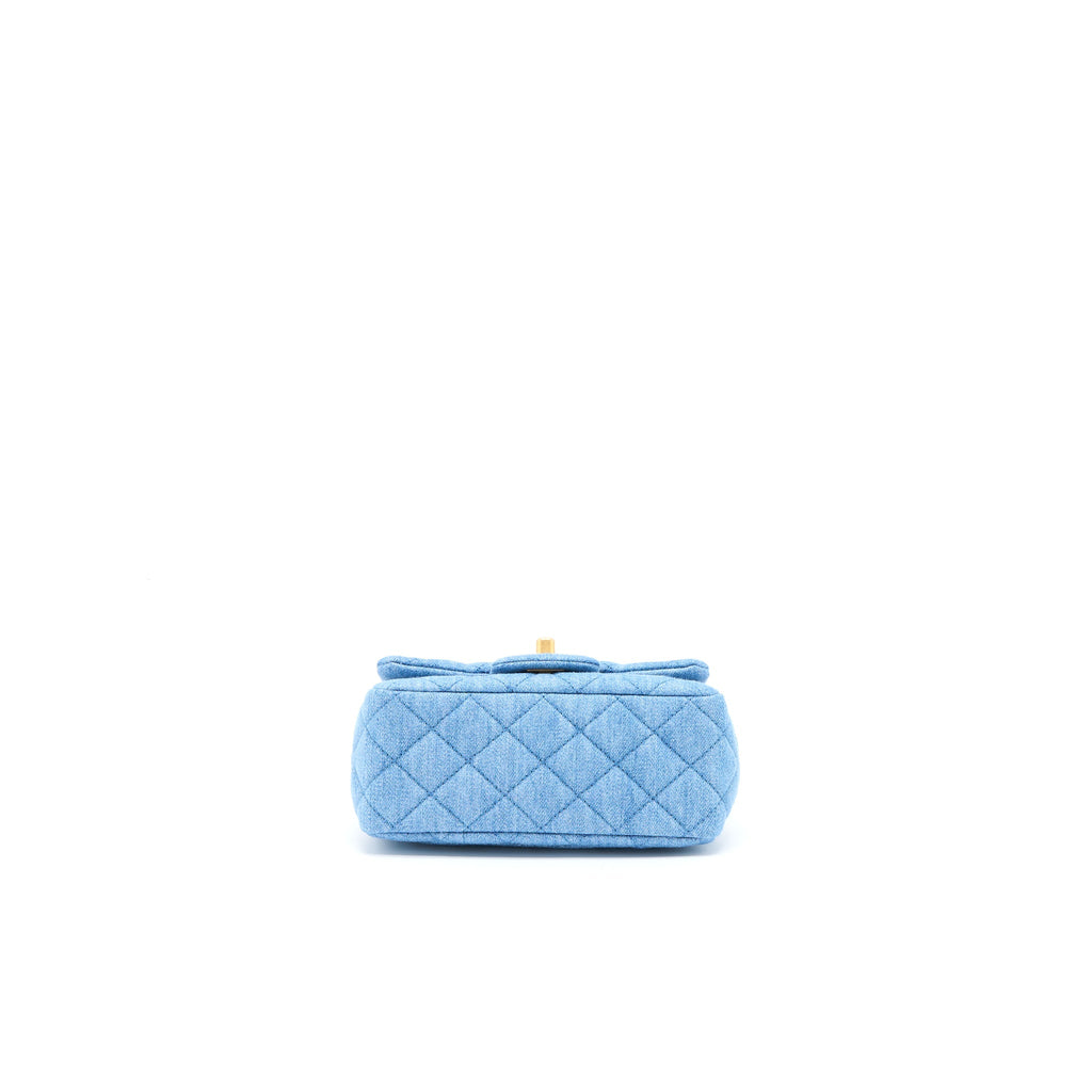 Chanel Pearl Crush Mini Square Flap Bag Denim Brushed  (Microchip)