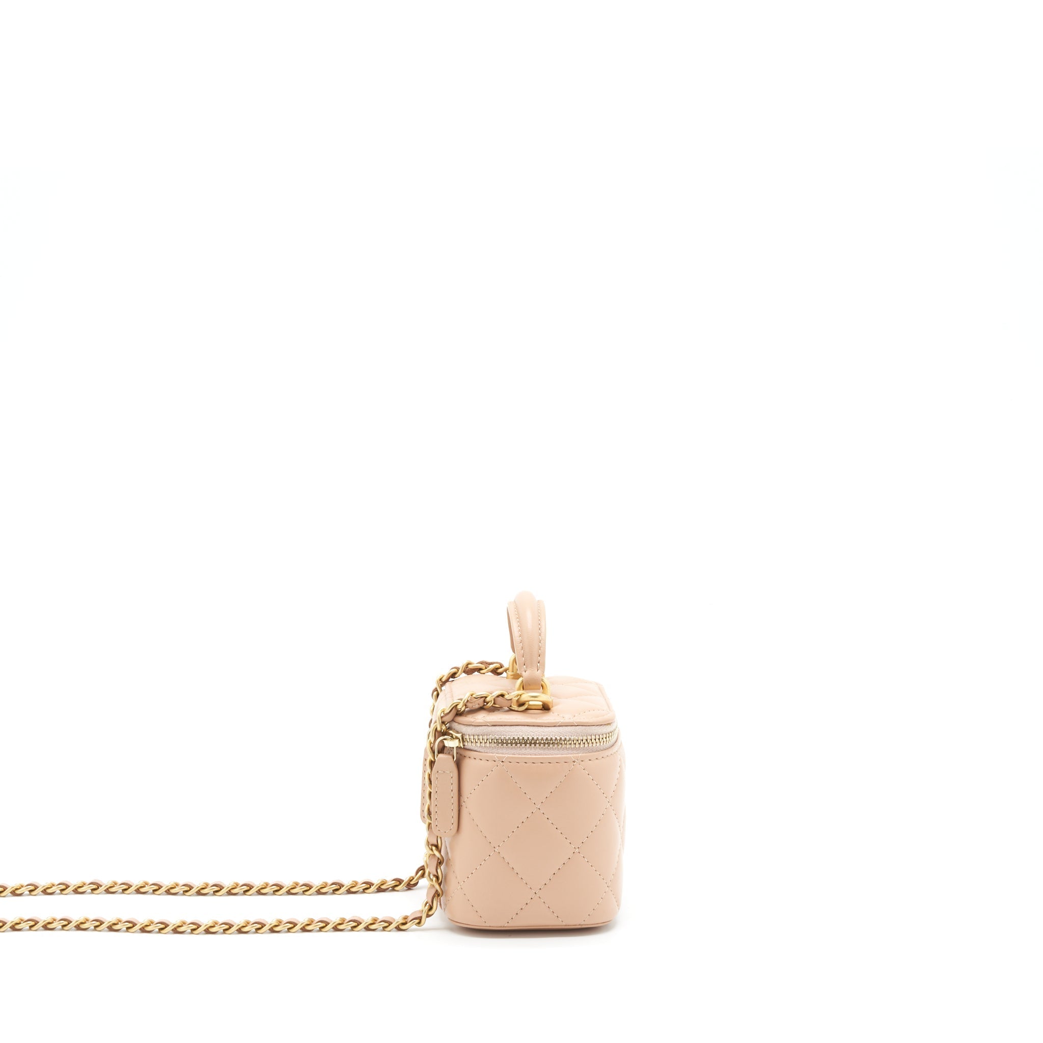 Chanel Top Handle Mini Vanity On Chain Lambskin Beige