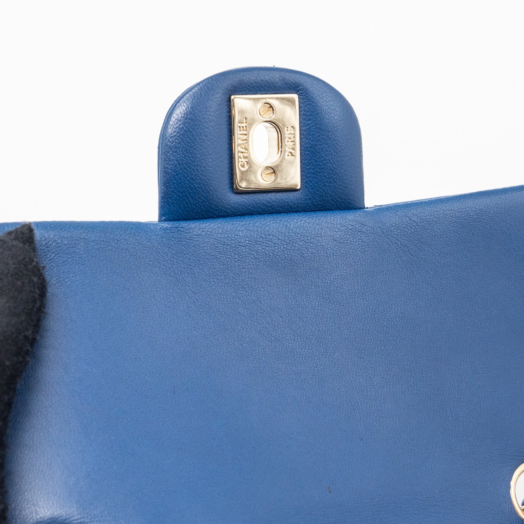 Chanel mini rectangular flap bag lambskin Blue L