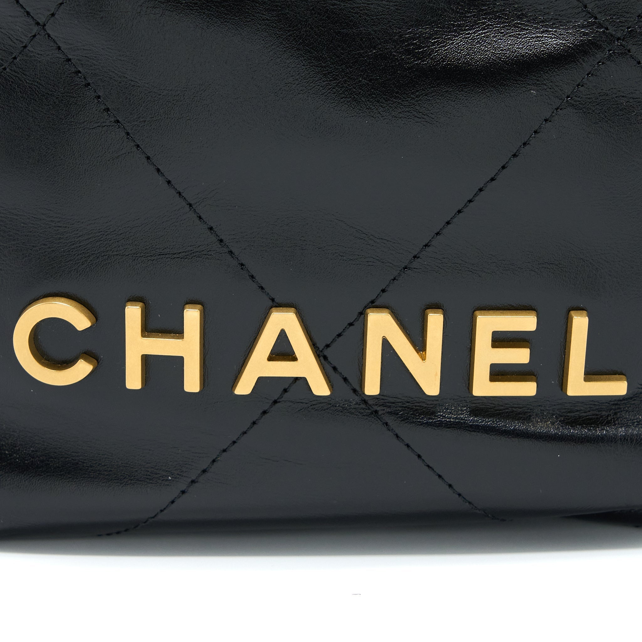 Chanel Mini 22 Bag Shiny Calfskin Black Brushed  (Microchip)