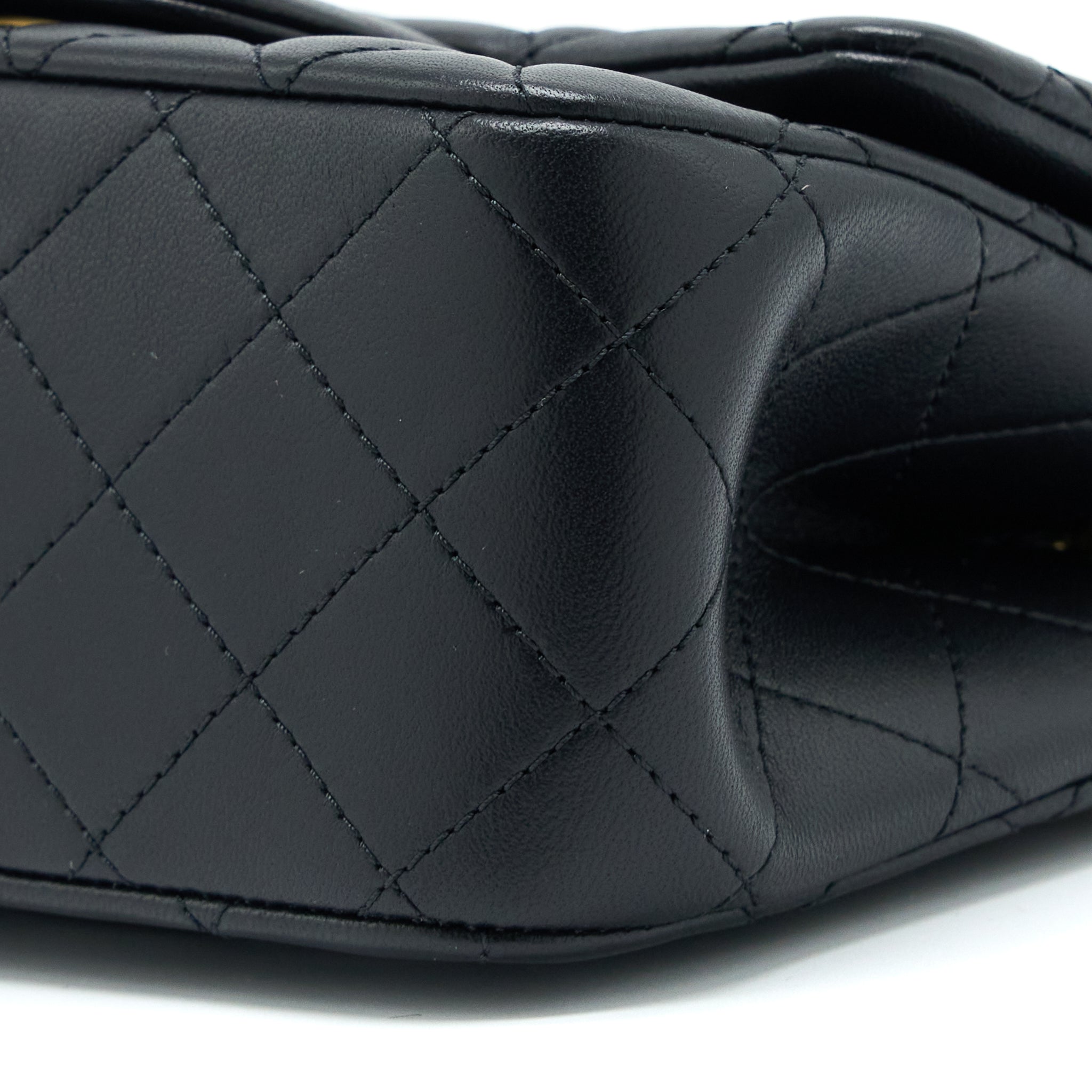 Chanel 23S Camellia Chain Mini Square Flap Bag Lambskin Black Brushed  (Microchip)