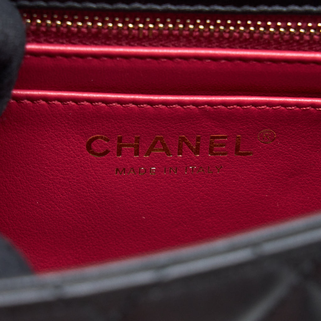 Chanel 23S Camellia Chain Mini Square Flap Bag Lambskin Black Brushed  (Microchip)
