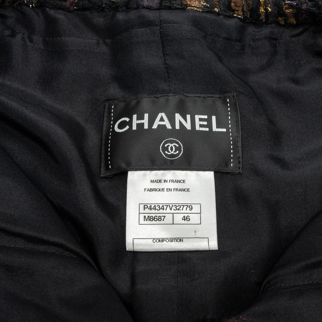 Chanel size 46 tweed jacket multicolor black / burgundy/ gold