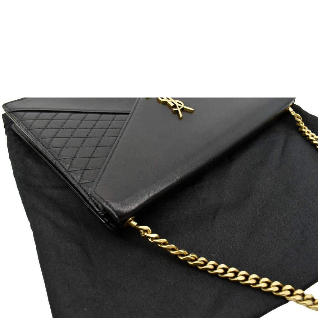 YVES SAINT LAURENT Gaby Quilted Lambskin Leather Shoulder Bag Black