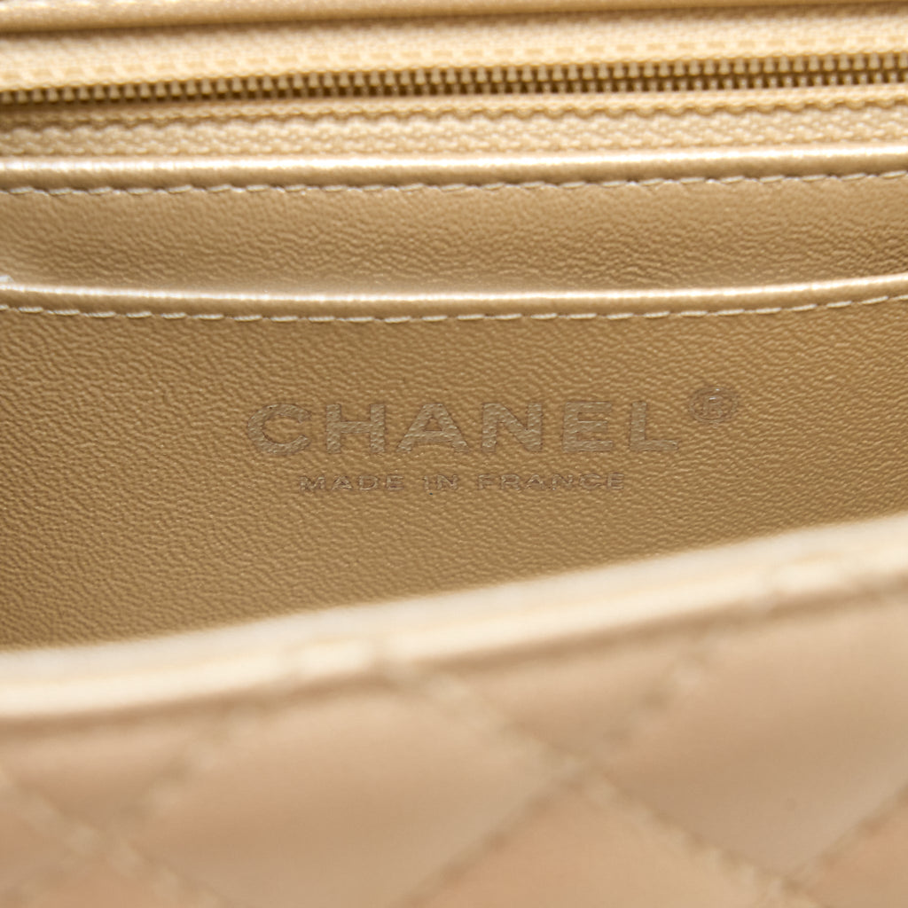 Chanel 2.55 Mini Reissue Flap Bag Lambskin Light Beige Ruthenium Hardware