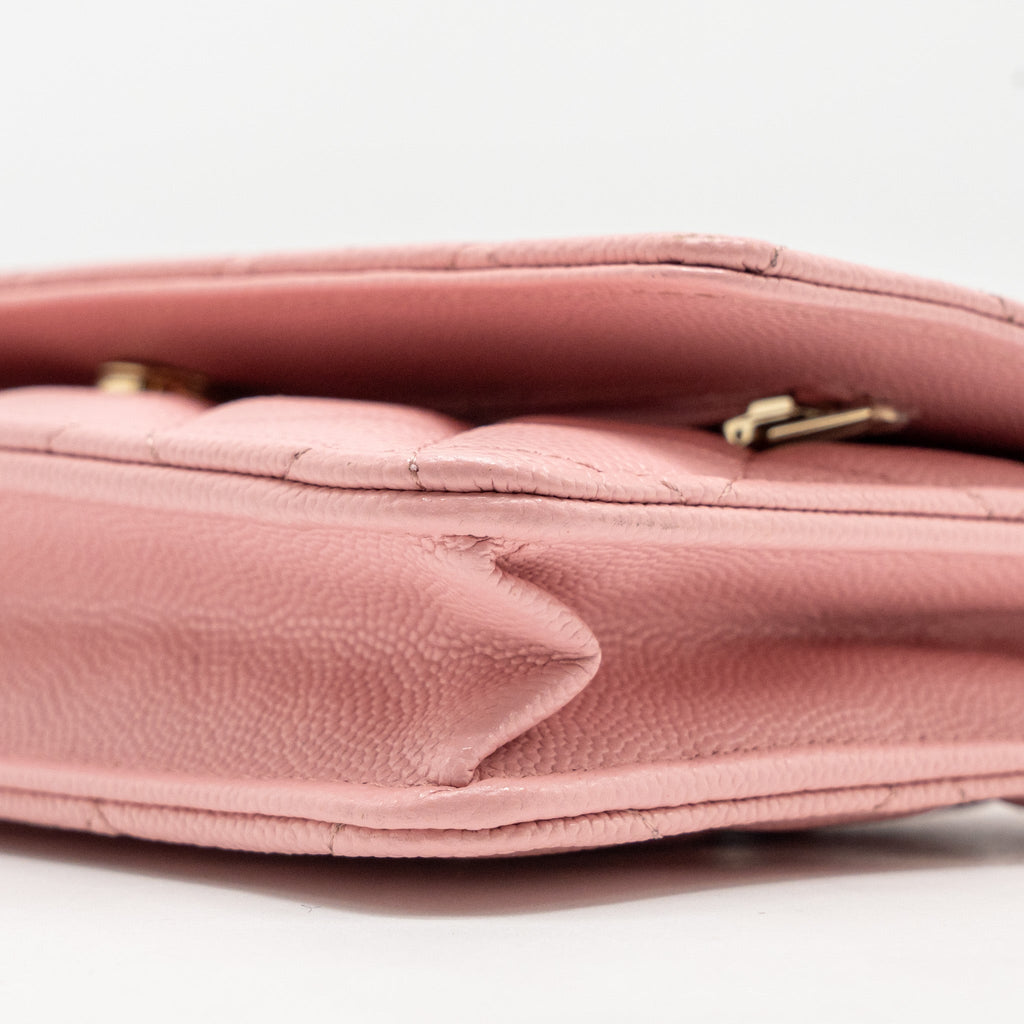 Chanel Classic Wallet on Chain Caviar Pink L (Microchip)