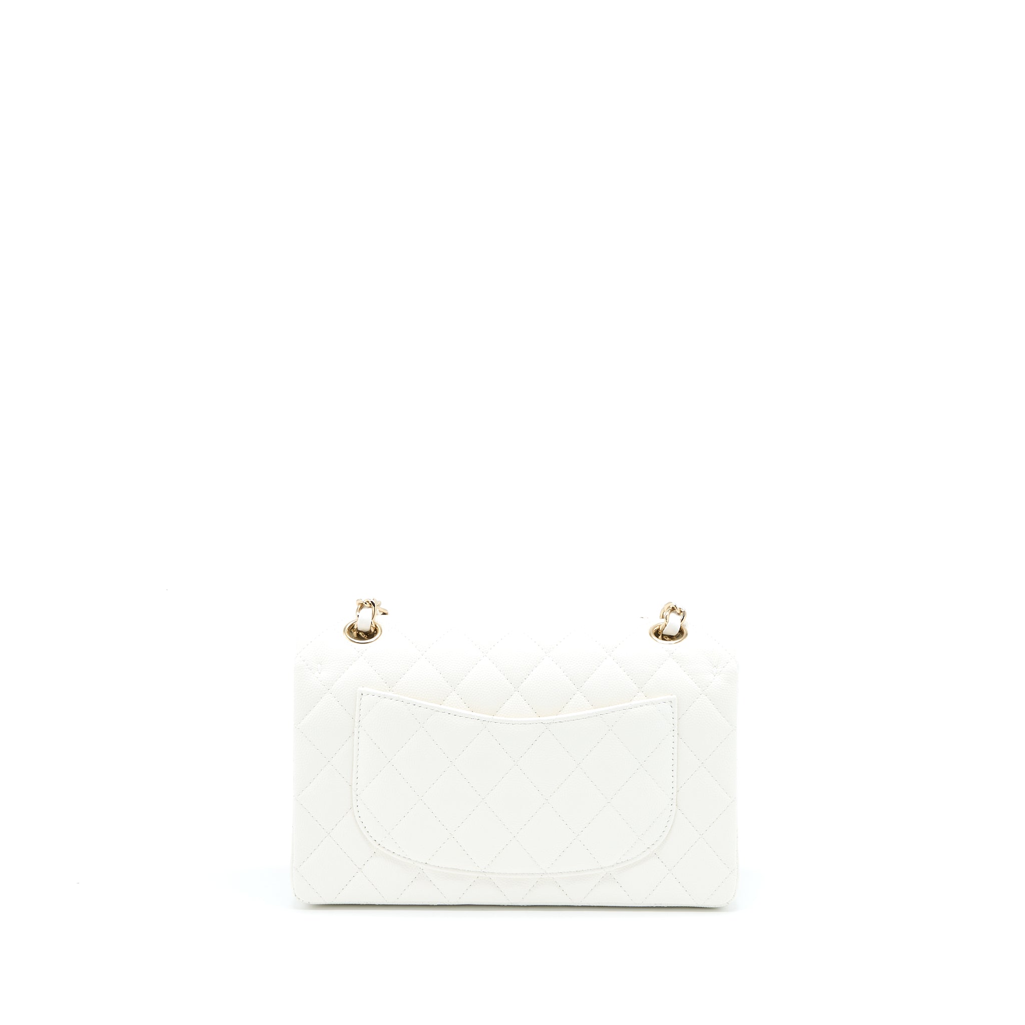 Chanel Small Classic Flap Bag Caviar White L (Microchip)