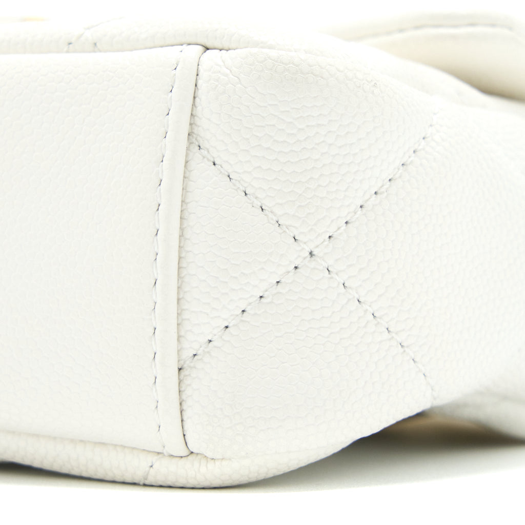 Chanel 22A Mini Square Flap Bag Caviar White Brushed  (Microchip)