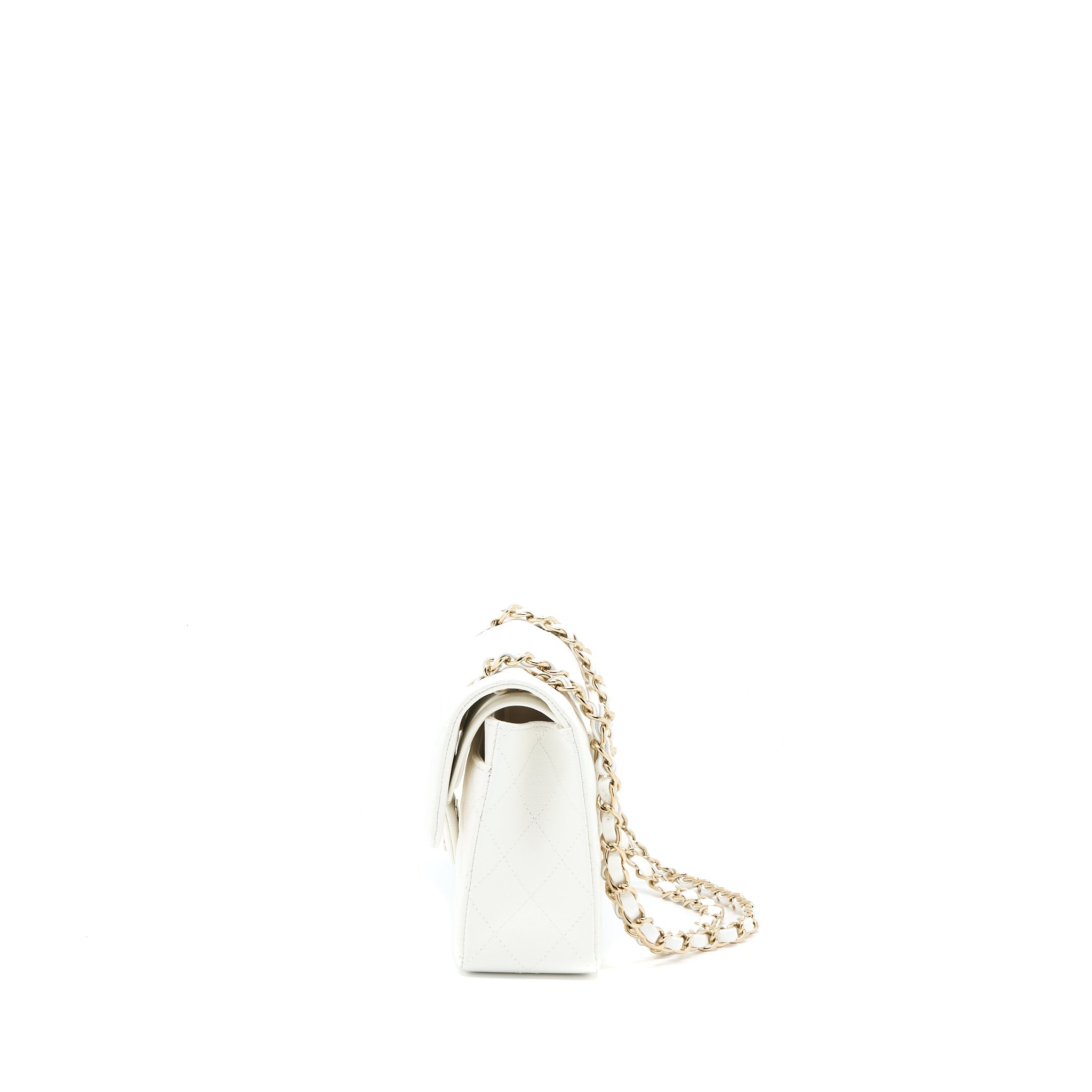Chanel Small Classic Flap Bag Caviar White L (Microchip)