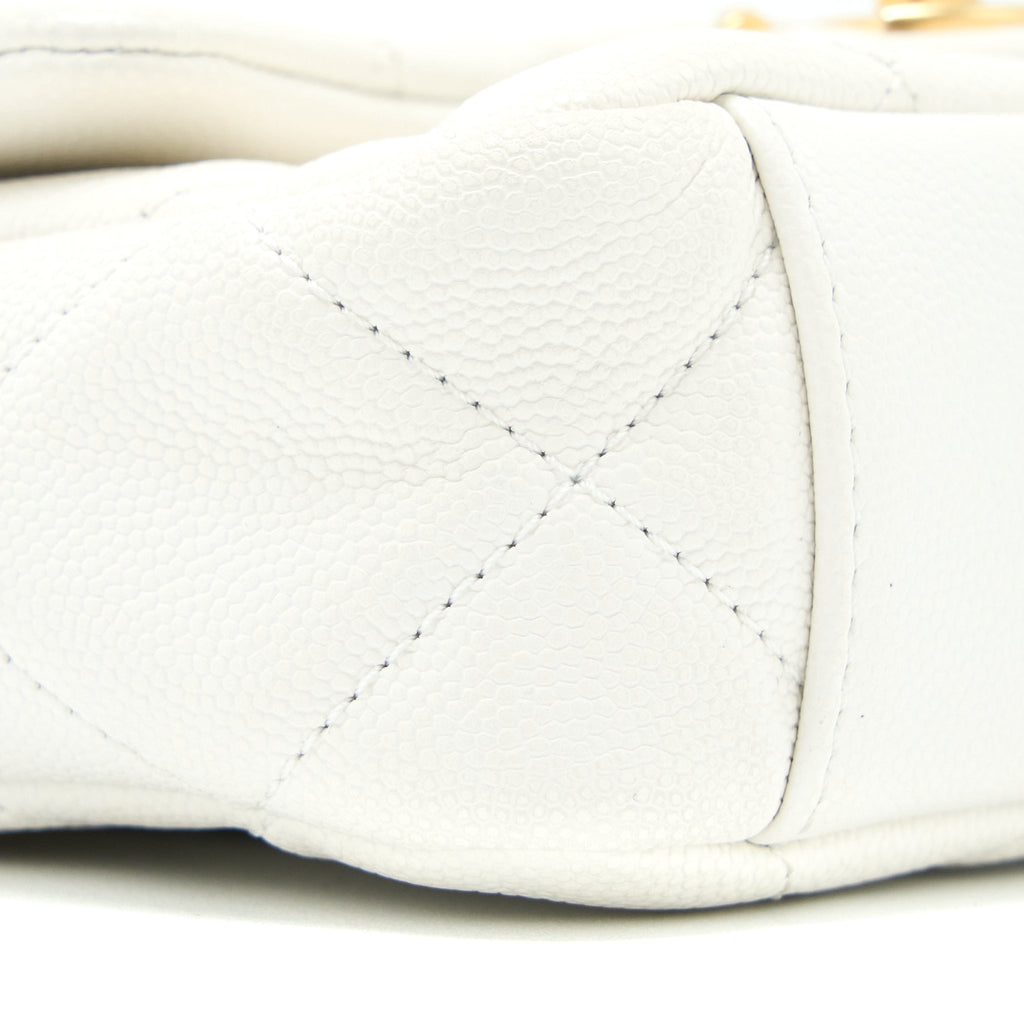 Chanel 22A Mini Square Flap Bag Caviar White Brushed  (Microchip)