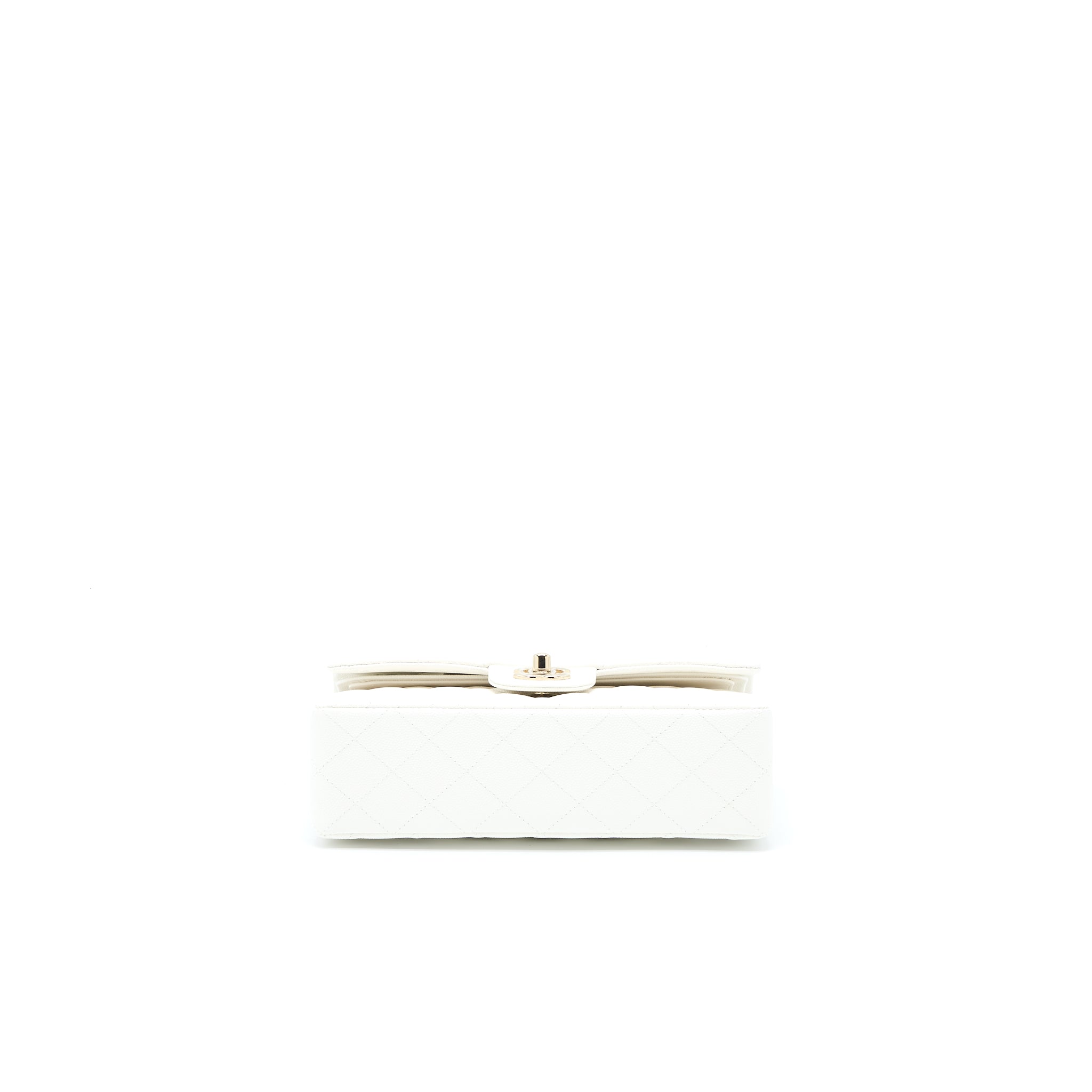 Chanel Small Classic Flap Bag Caviar White L (Microchip)