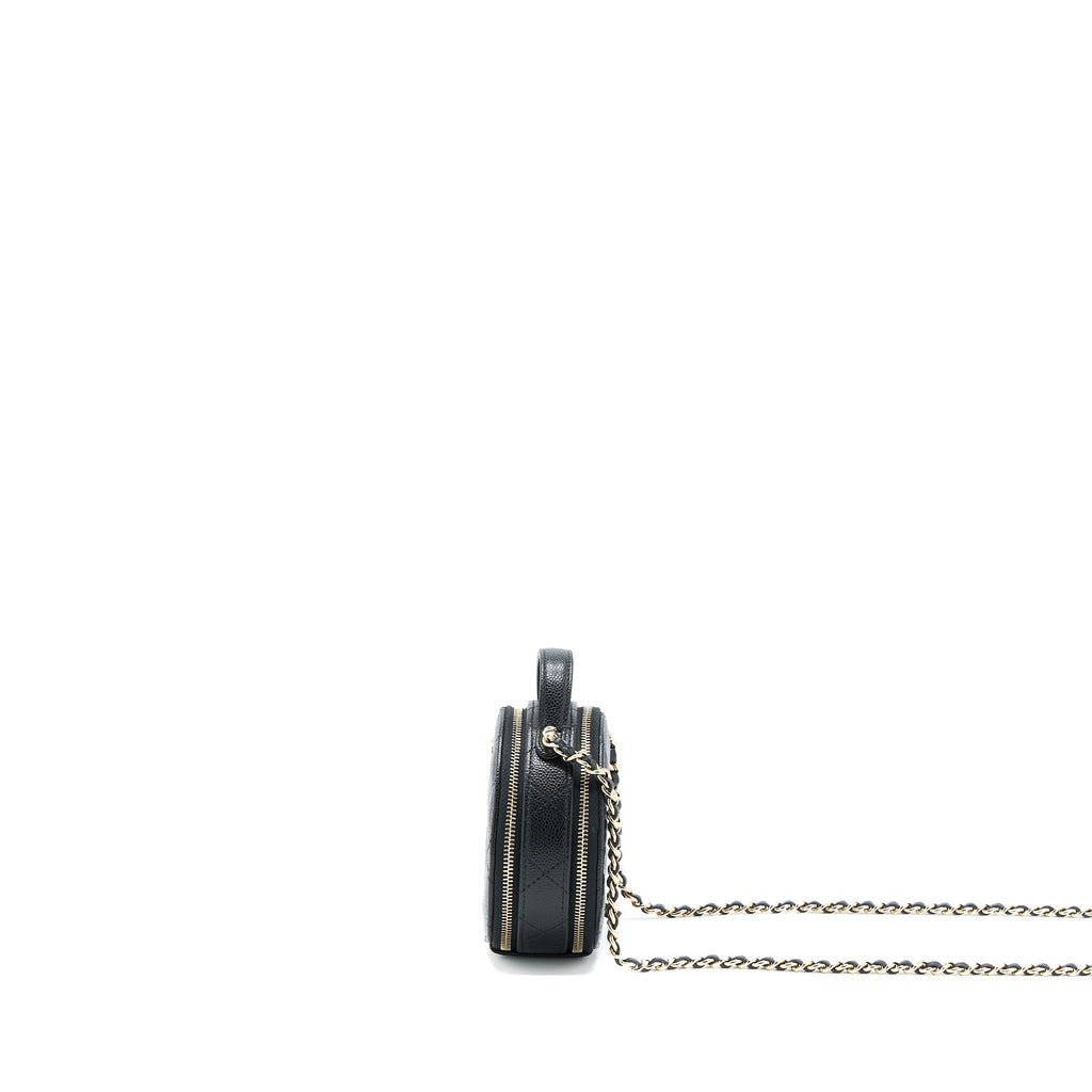 Chanel Mini Round Purse Vanity Caviar Black L