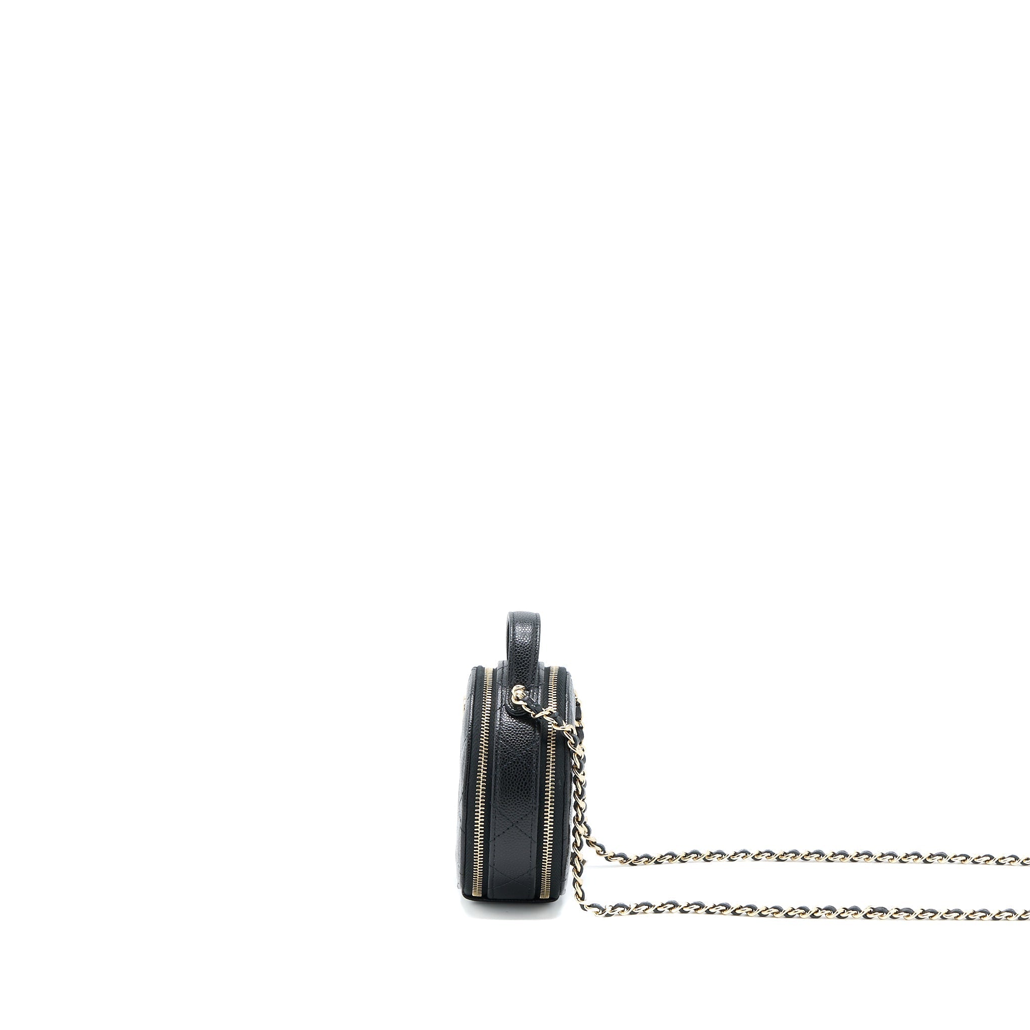 Chanel Mini Round Purse Vanity Caviar Black L