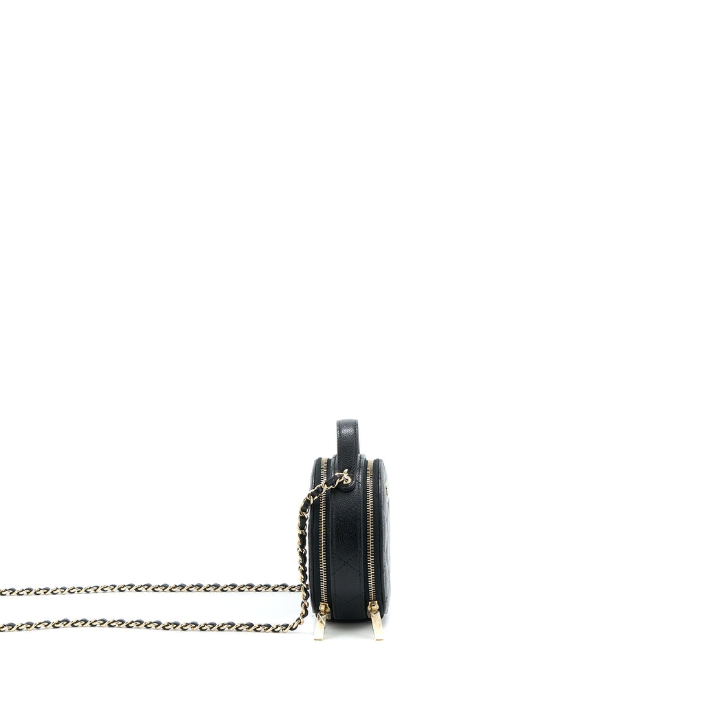 Chanel Mini Round Purse Vanity Caviar Black L