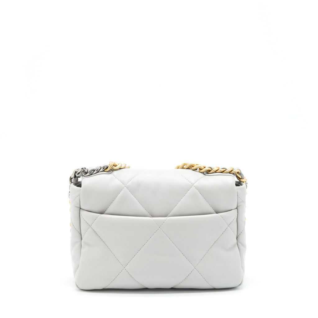 Chanel Small 19 Bag Lambskin Light Grey With Multicolour Hardware