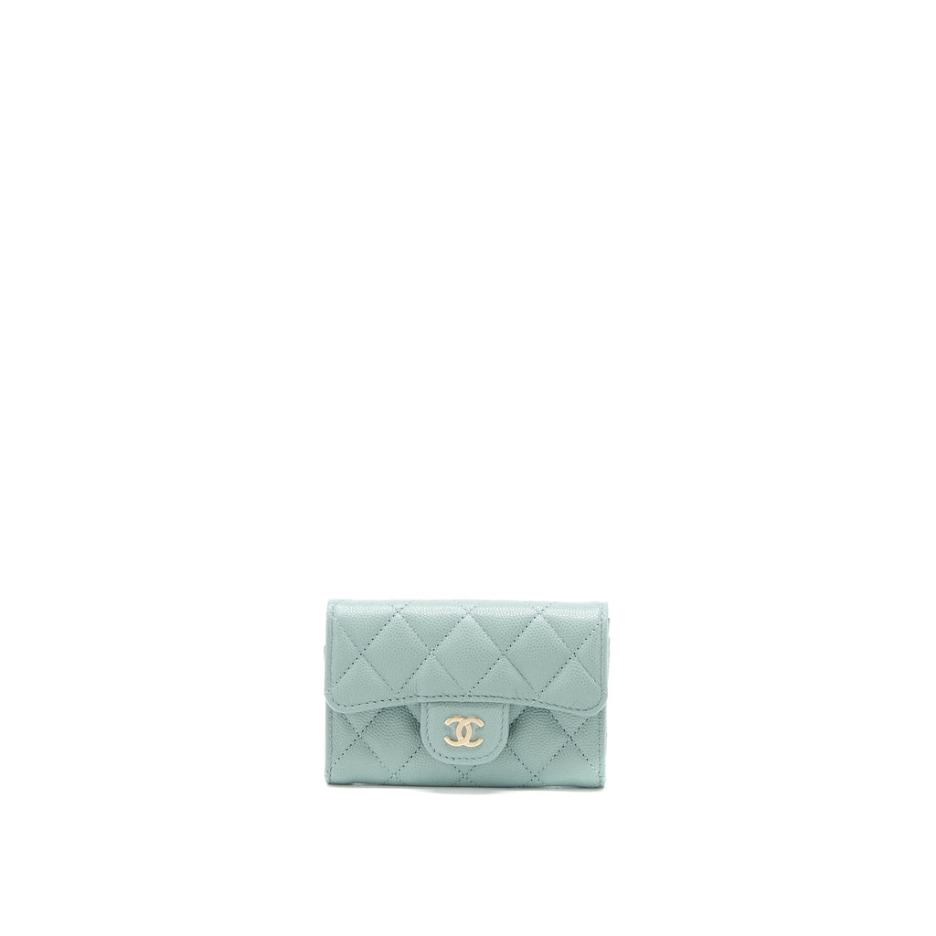 Chanel 23C Classic Flap Card Holder Caviar Light Grey L