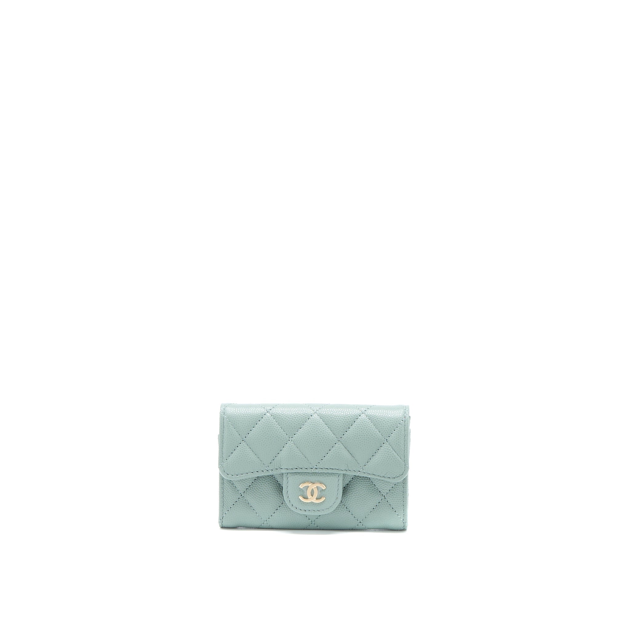 Chanel 23C Classic Flap Card Holder Caviar Light Grey L